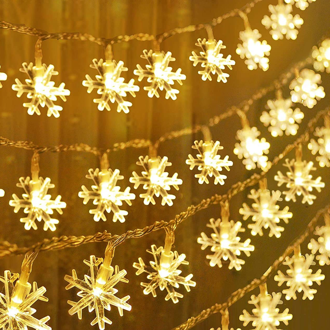 fizzytech Plastic Decorative Snowflake 25 Led String Led Lights for Diwali Christmas Wedding, Lights of Home Decoration (Warm White, 4 Meters)