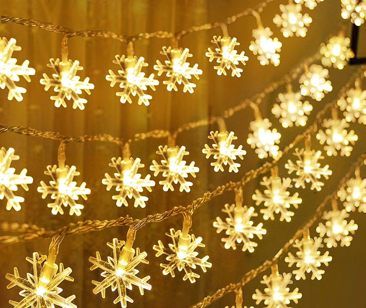 fizzytech Plastic Decorative Snowflake 25 Led String Led Lights for Diwali Christmas Wedding, Lights of Home Decoration (Warm White, 4 Meters)