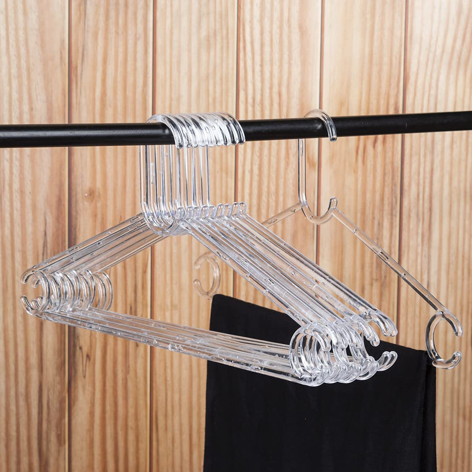 Market99 Transparent Heavy Duty Plastic Hangers, Plastic Clothes Hangers Ideal for Everyday Use, Clothing Standard Hangers, Set of 10 pcs