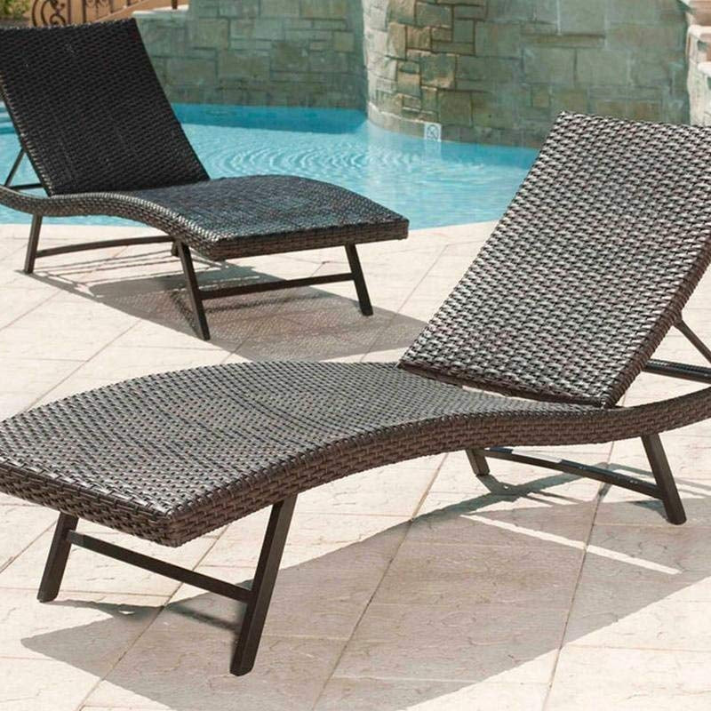 WICKER HUB GC205 Wicker Swimming Pool Lounger, Two Tone Brown