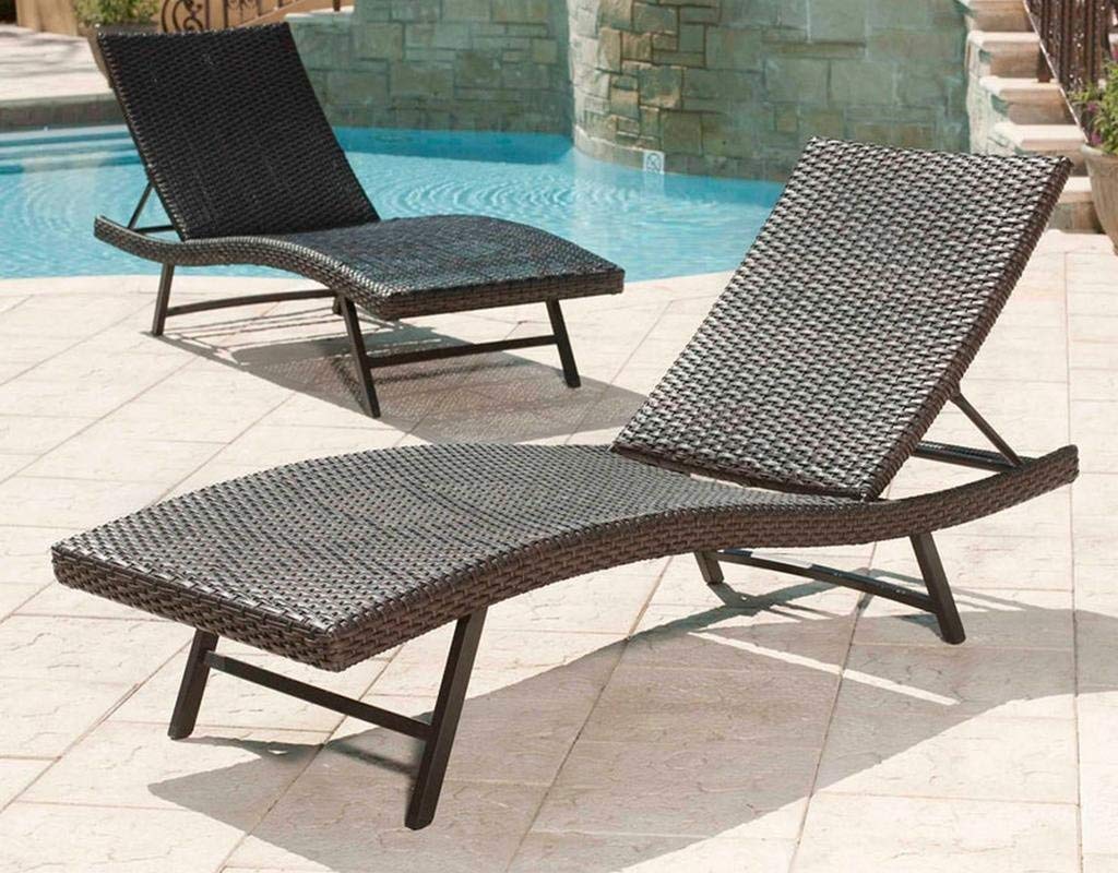 WICKER HUB GC205 Wicker Swimming Pool Lounger, Two Tone Brown