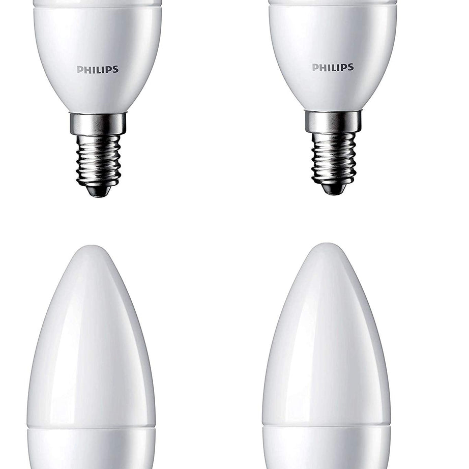 Philips 2.7-Watt 250-lumen Frosted Candle E14 Base (Cool White, Pack of 4) - Decorative, Ambience for Chandeliers, Wall lights, Desk lamps, Floor lamps