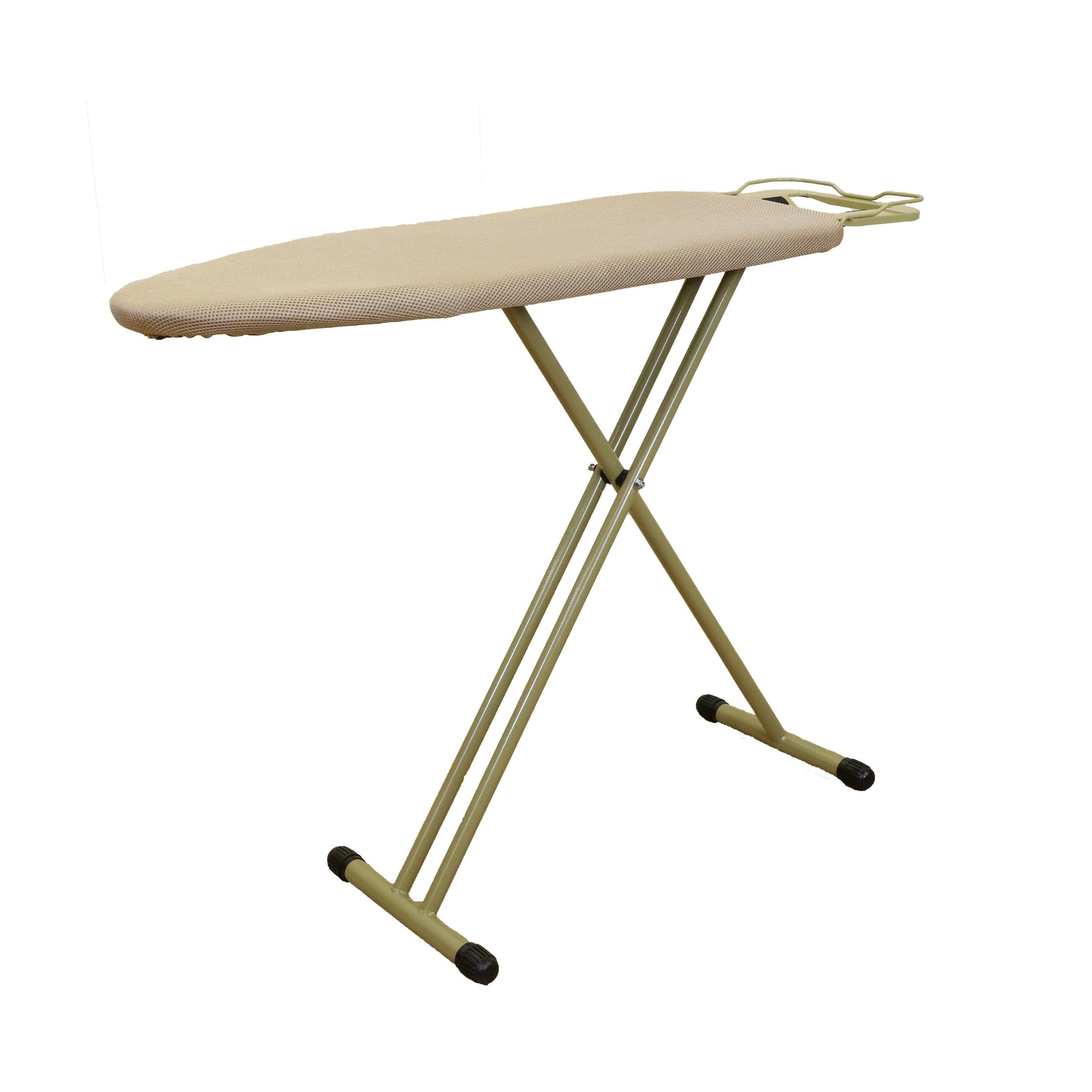 HAVAI Golden Iron Table for Ironing Clothes ? 3X Padding, Surface (97 x 34cm) | Anti-Slip Feet, Heat-Resistant, Sturdy 3-Leg Design, Iron Rest with Silicon Stopper | Space-Saving Ironing Board