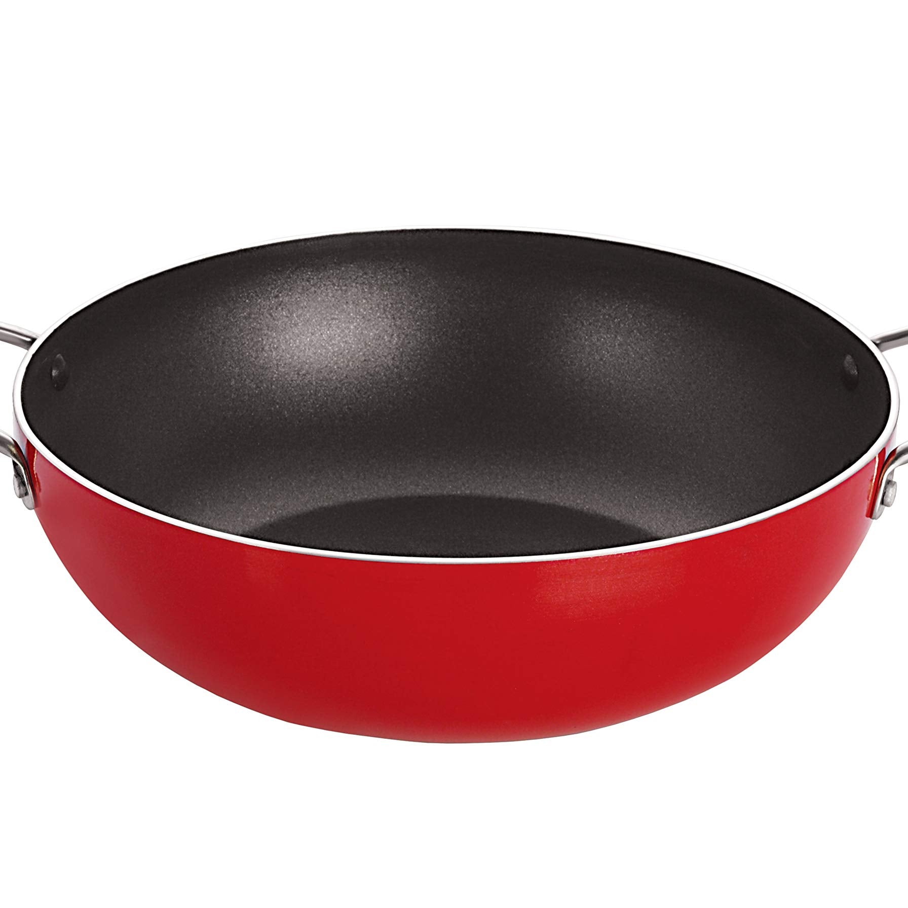 Nirlon MasterChef Non Stick Aluminium Kadhai Wok -18.5cm -1.2 Litre (Red)