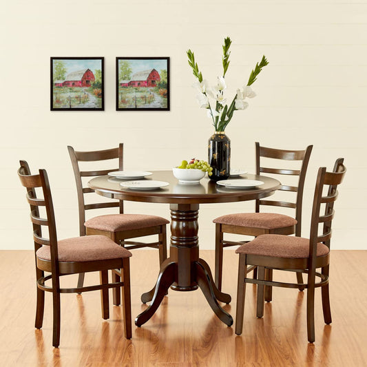 Home Centre Cleo Rubber Wood 4-Seater Dining Set with Chairs - Brown