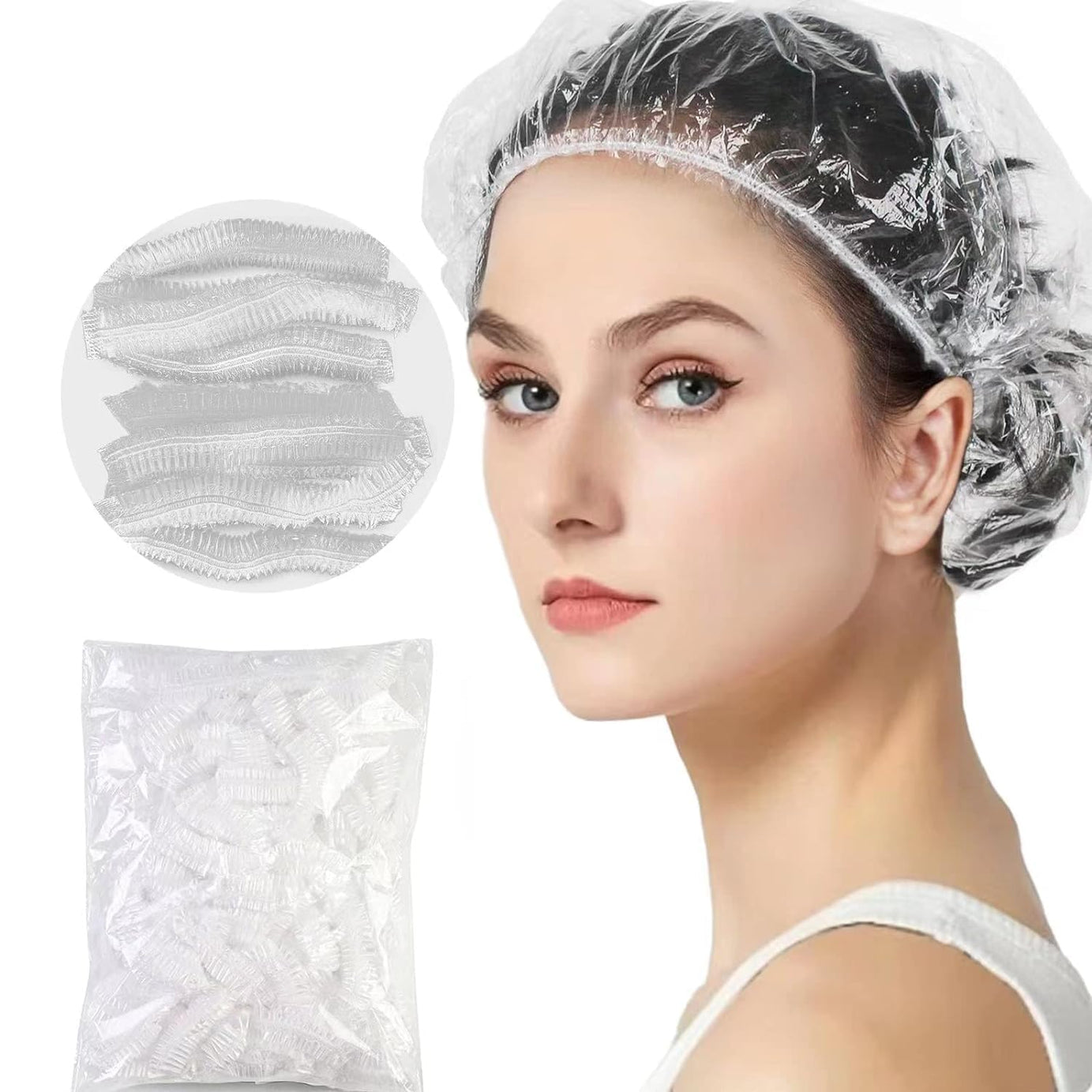 Bogota Waterproof Disposable Shower Caps for Women Reusable Larger Thicker Waterproof Hair Bath Caps for Hotel and Spa, Hair Salon, Home Use, Portable Travel etc (50 Pieces)