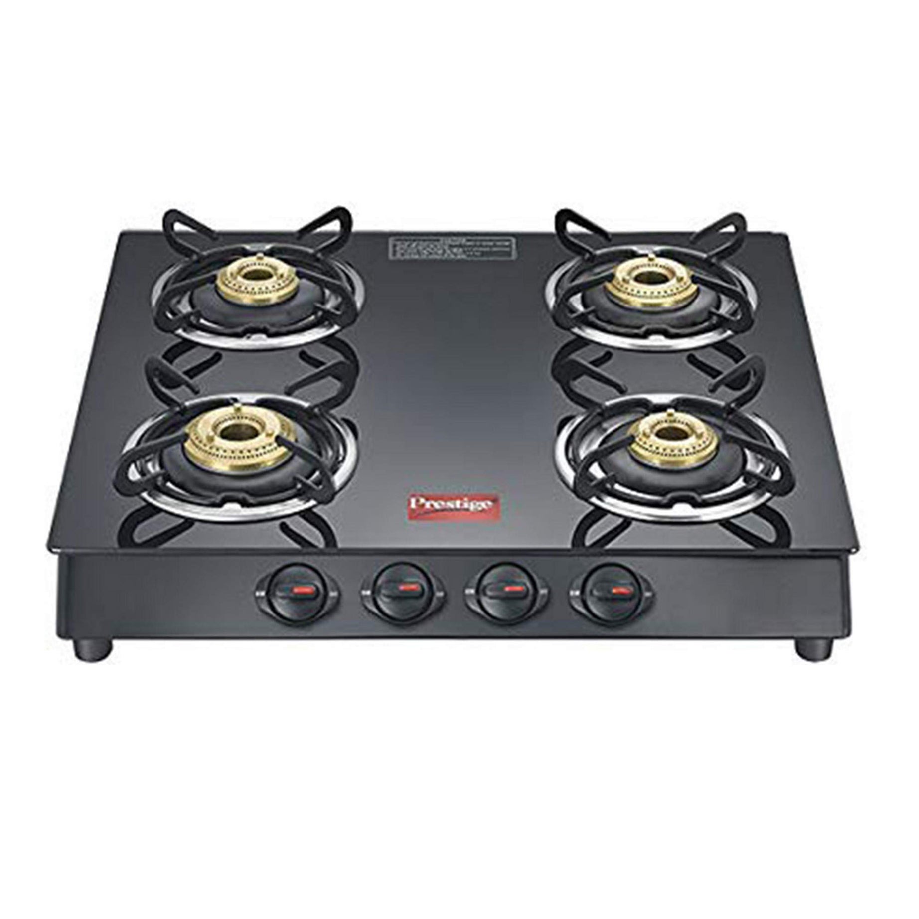 Prestige Marvel Plus 4 Burner Glass Top Gas Stove, GTM 04, Black, Manual