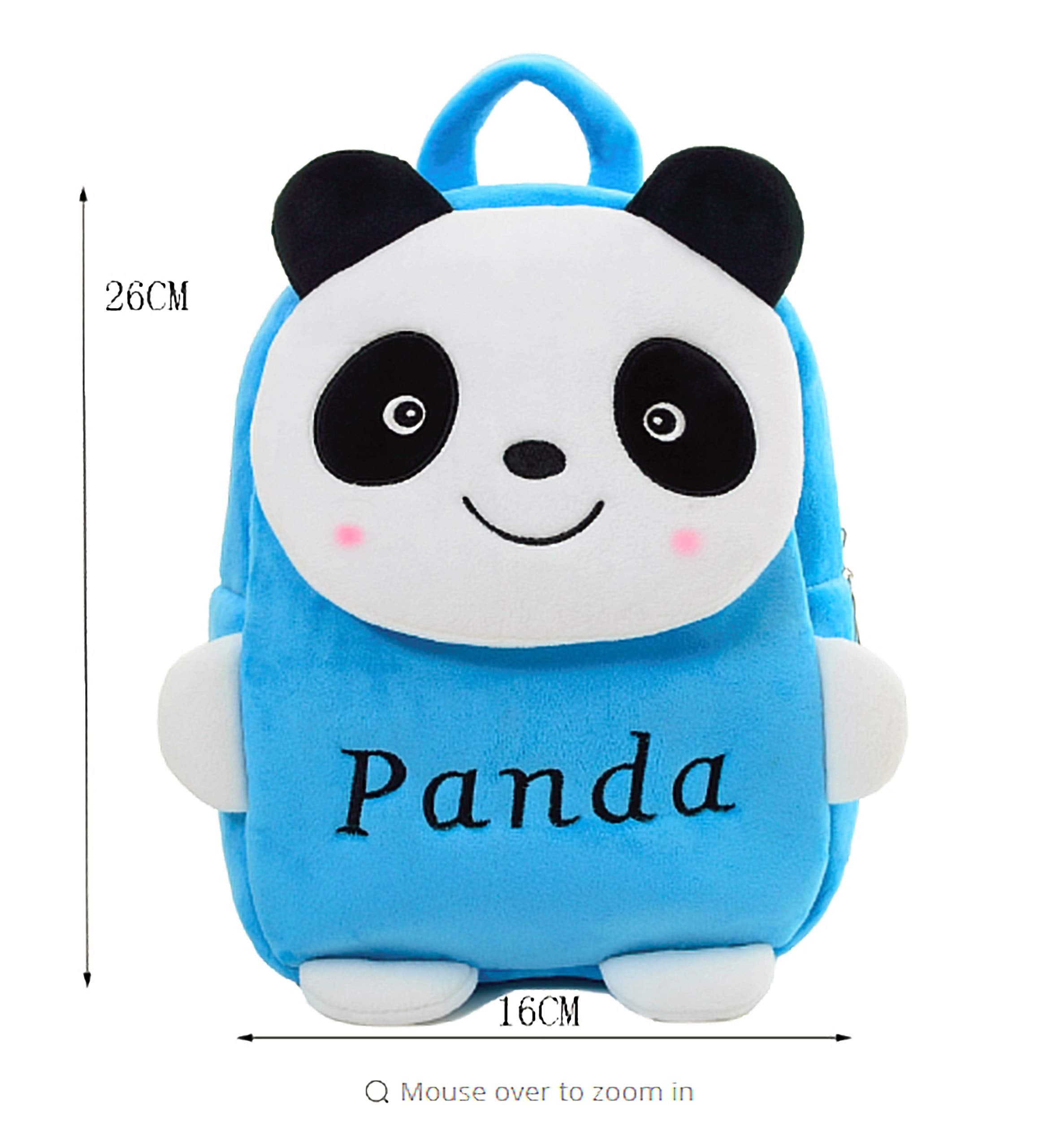 Frantic Kids Soft Cartoon Animal Travelling School Bag Soft Plush Standard Backpack Boys Girls Baby For 2 To 5 Years Baby/Boys/Girls Nursery, Preschool, Picnic(Skyblue Panda) Standard,10 Litres