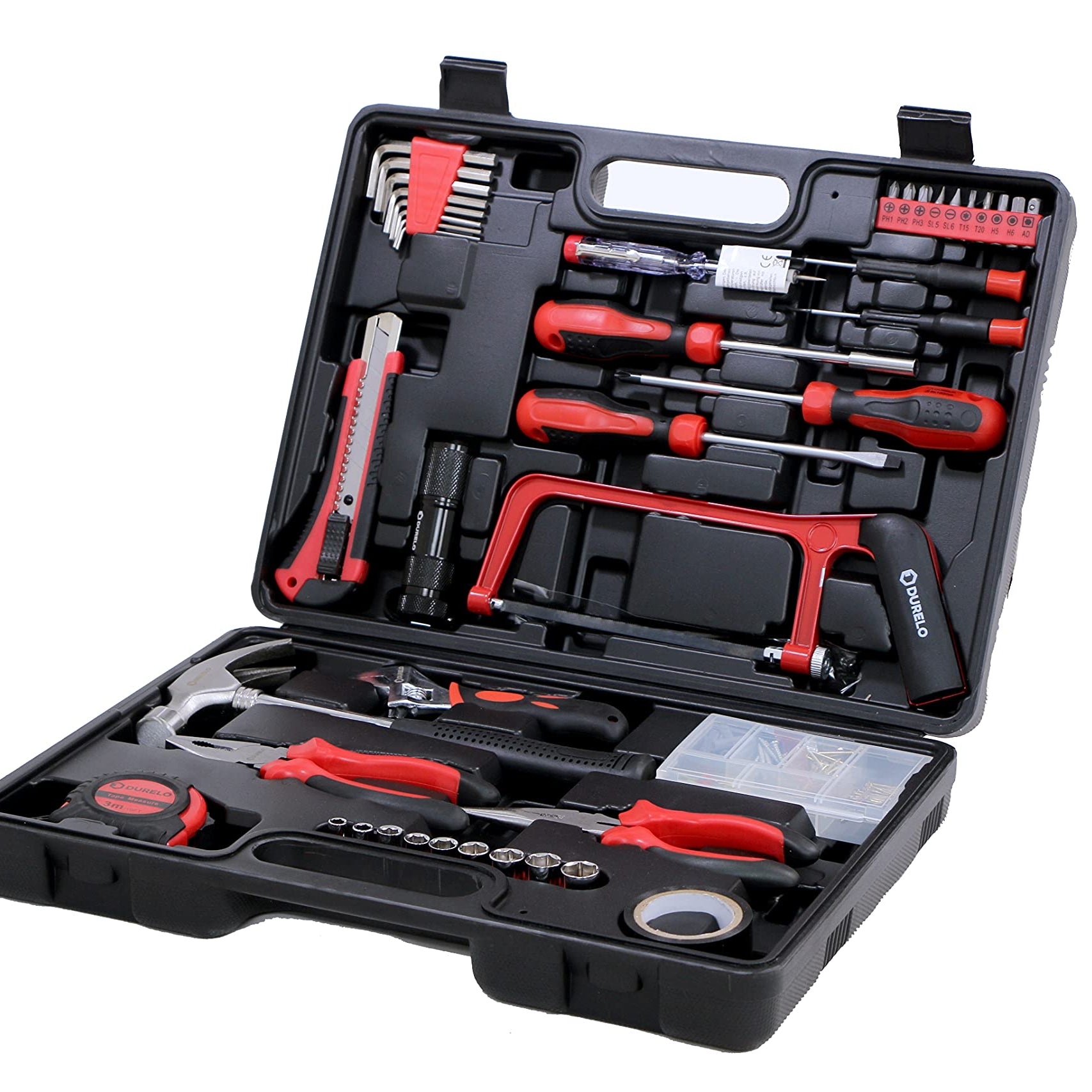 DURELO HTK-126 Hand Tool Kit (Red, 126 pieces)