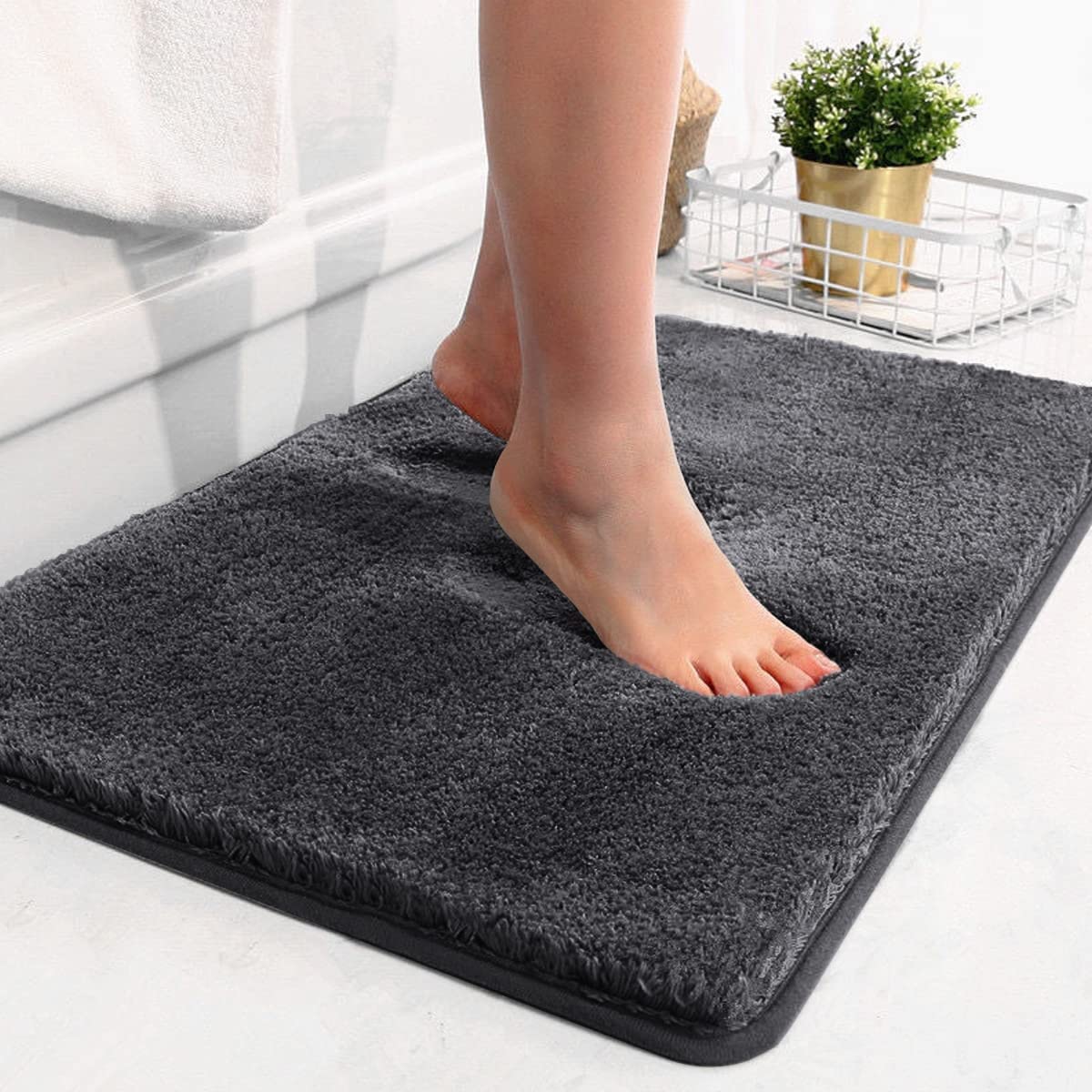 VMPS | Anti Skid Microfiber Rugs for Home Shaggy Door mats Suitable for Living Rooms | Bathmats | Indoor | Bedroom | Living Room | Hotel | Main Gate | Doormat Carpet Rug 40 x 60 cm Pack of 1 Grey