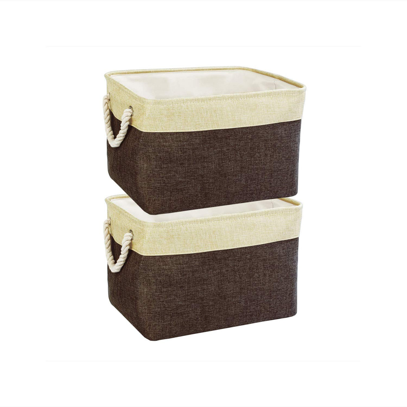 HomeStorie Jute Foldable Storage Basket Bins Organizer, Pack of 2, Brown (AR1523-S*2)