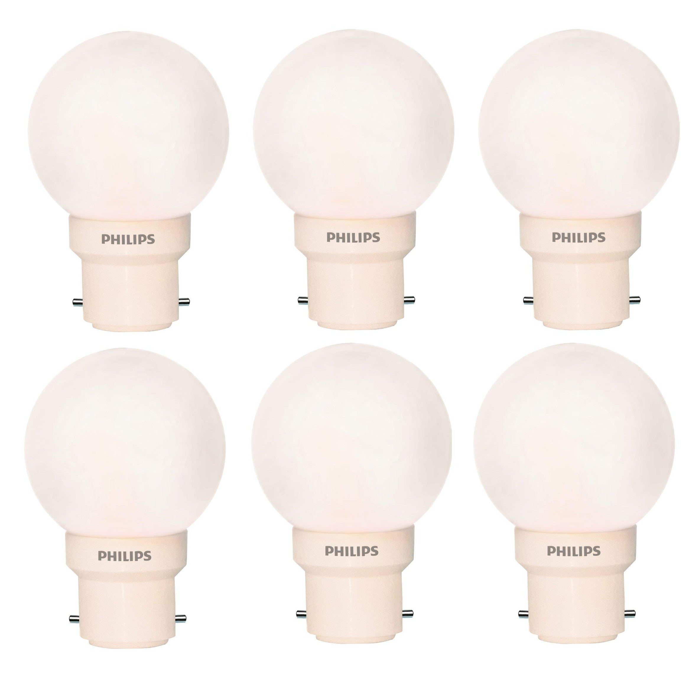 PHILIPS 0.5W B22 LED Cool White Bulb, Pack of 6 (Deco Mini)