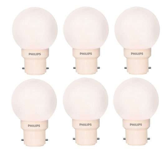 PHILIPS 0.5W B22 LED Cool White Bulb, Pack of 6 (Deco Mini)