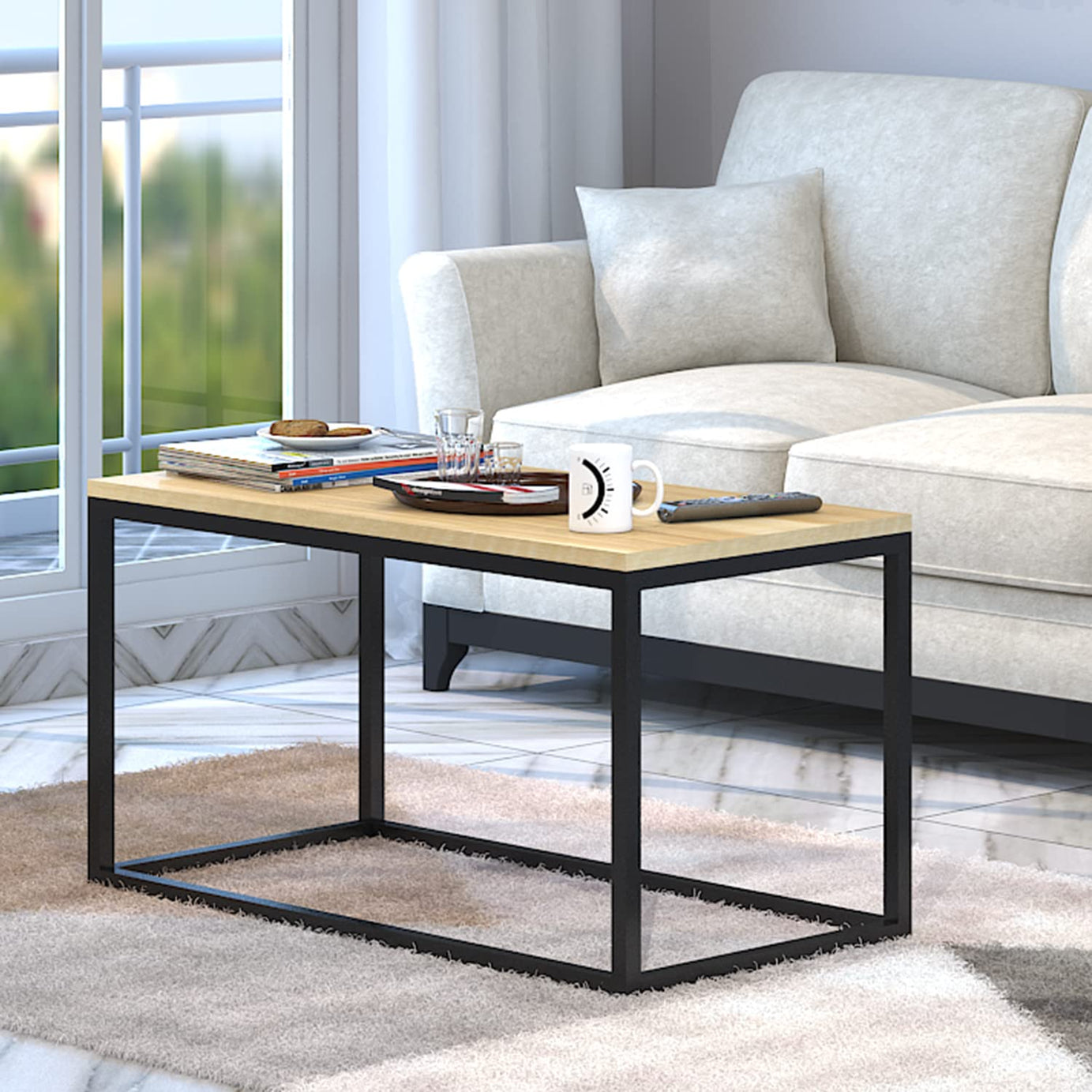 Klaxon Noah Coffee Table for Living Room/Tea Table-Teapoy Table/Center Table for Office/Hall - Asian Walnut & Black