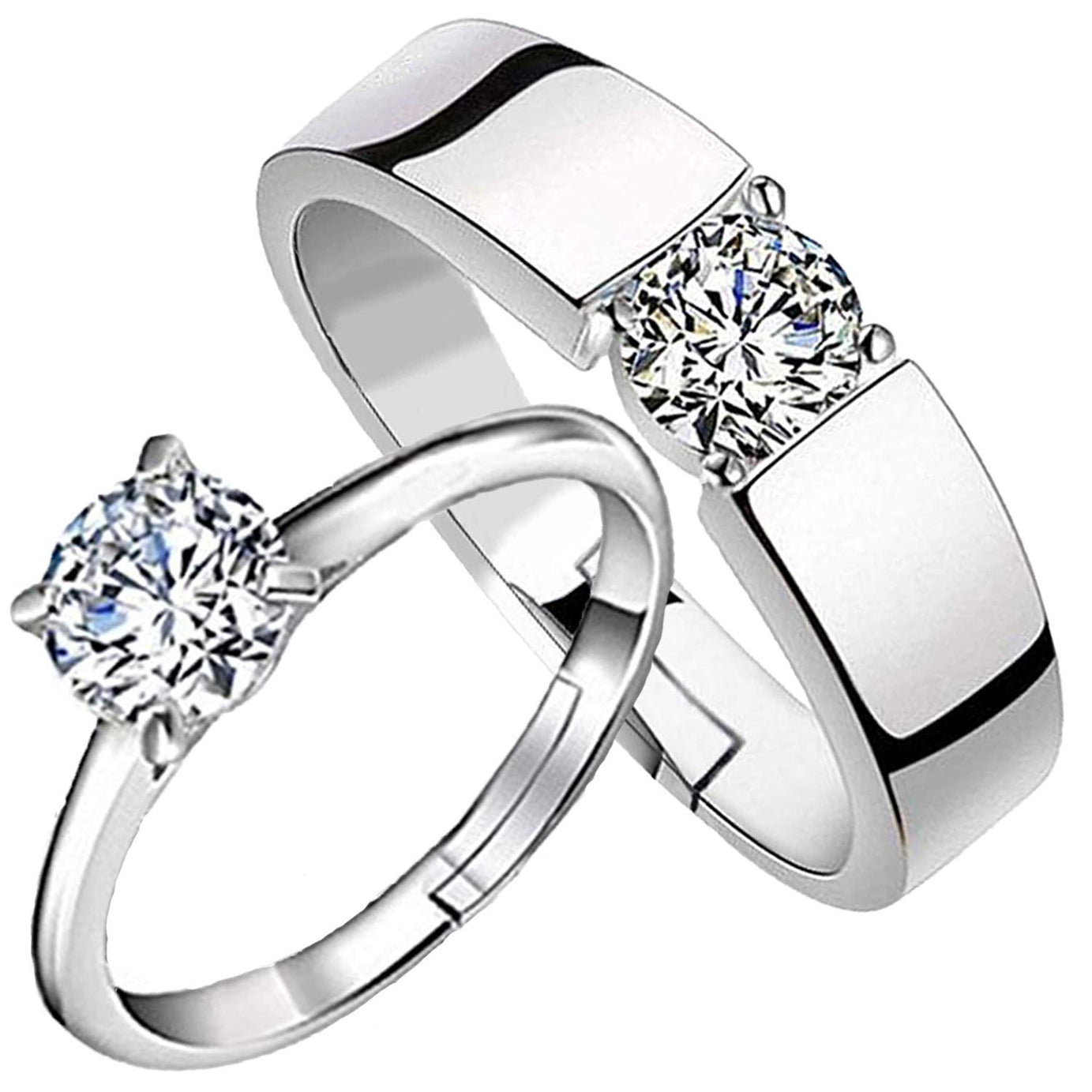 Mahi Valentine Gift Proposal Couple Ring Set with Crystals for Men & Women (FRCO1103050R)