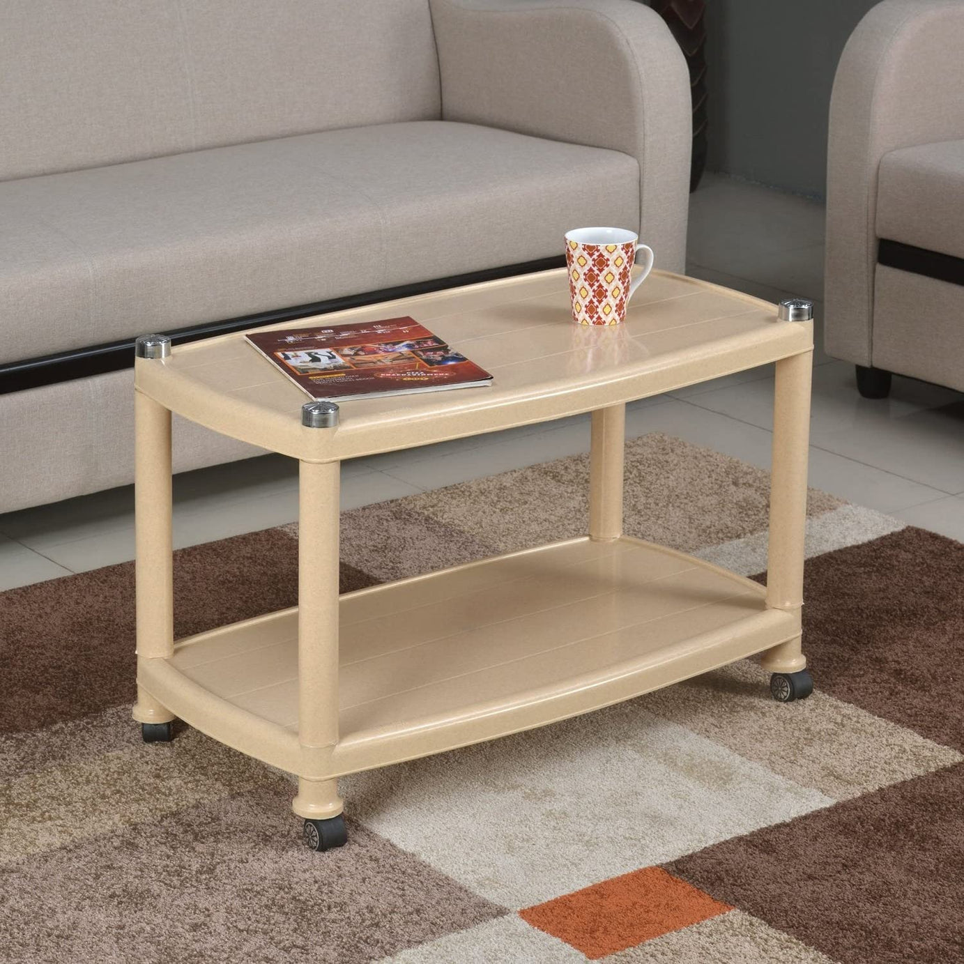 Nilkamal Plastic Centbl5 Contemporary Center Trolley Coffee Table/Tea Table/Teapoy For Home/Living Room/Office & Outdoor