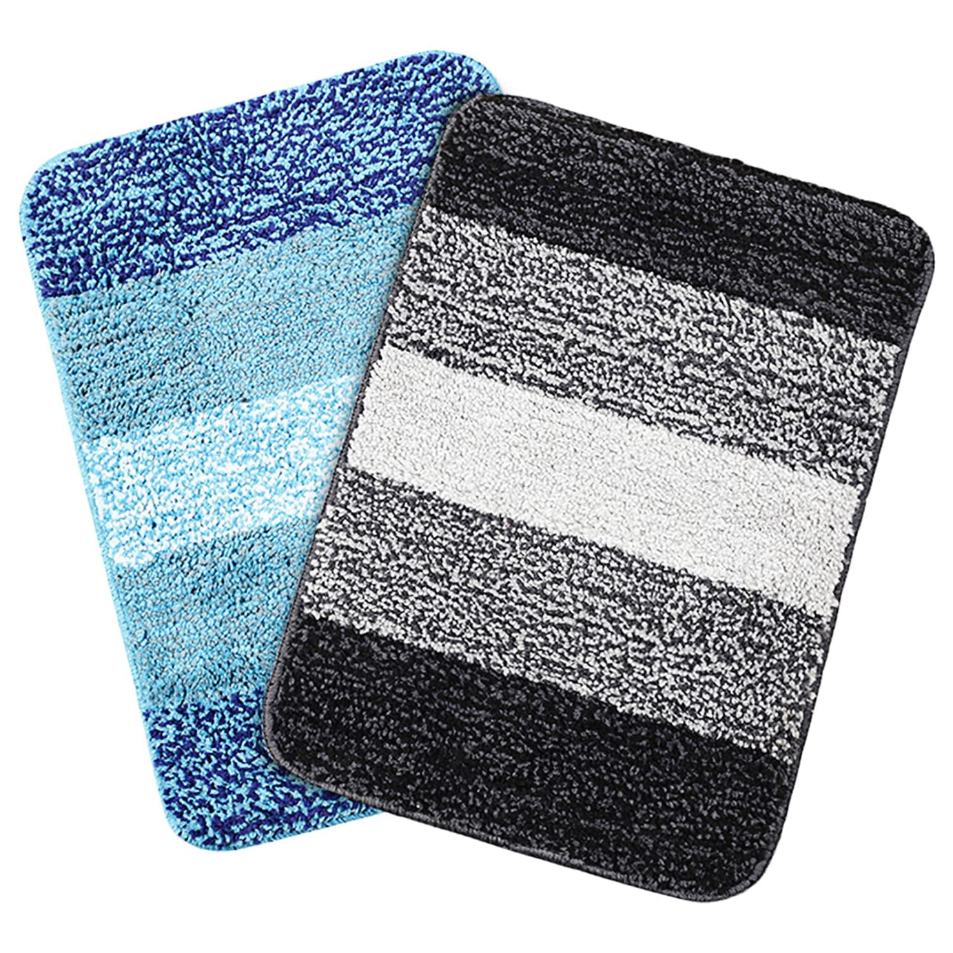 Saral Home Easy Living Saral Home Soft Microfiber Anti-Skid Round Bath Mat Pack Of 2 (Turq & Black, 35X50 Cm)