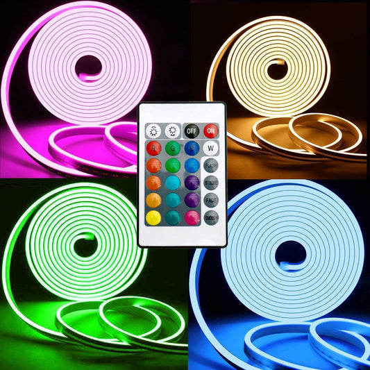 ALILA Neon Led Rope Lights 5 Meter Smart Neon Light Strips with Remote Control, 5050 RGB Strip for Bedroom, Color Changing for Room Party (Multicolor), 5 Meters