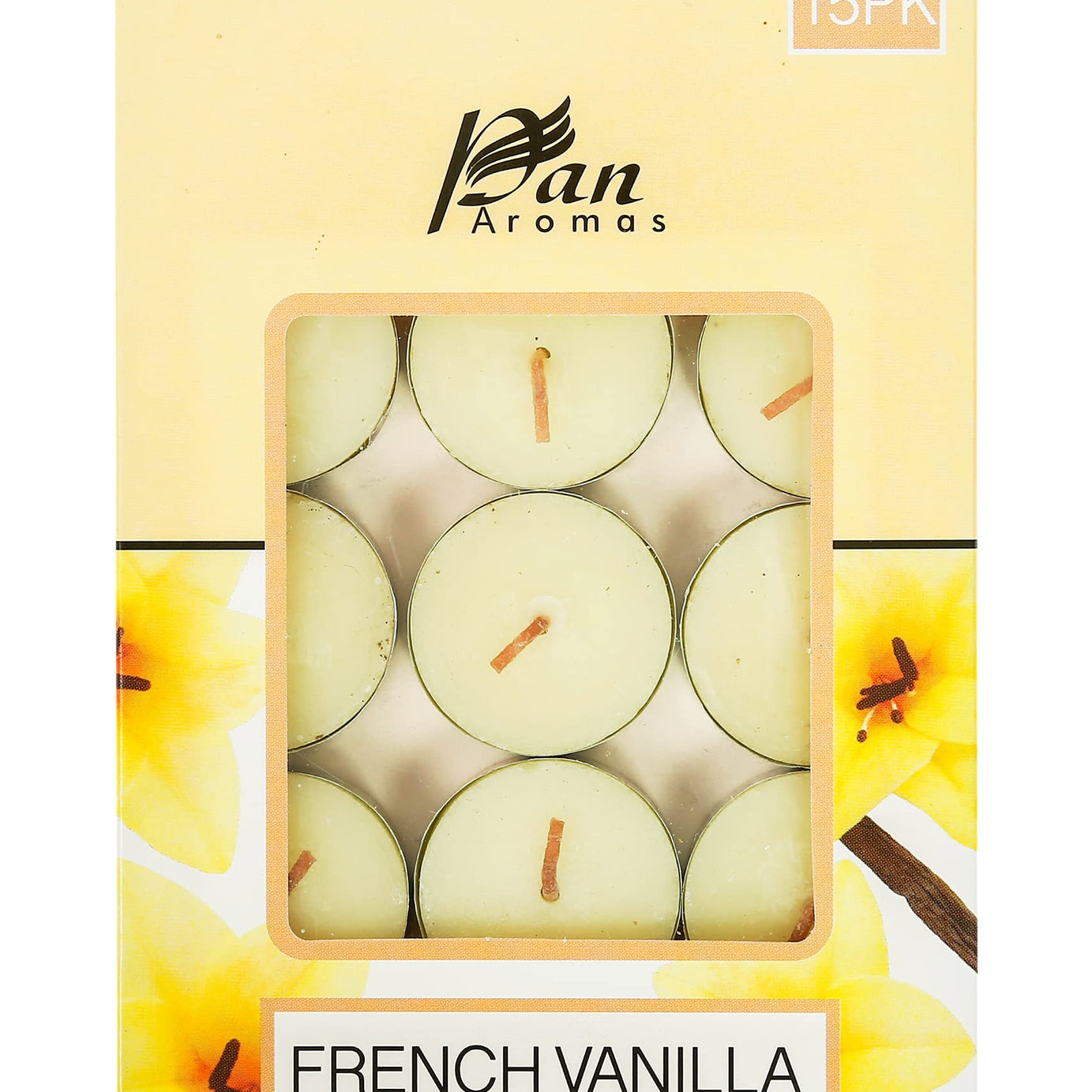 Pan Aromas - (French Vanilla) Scented Tealight Candles| Pack of 15| Long Burning Tealight Scented Candles for Home, Office & Gifting - 2.5 hrs to 3 hrs Burn Time