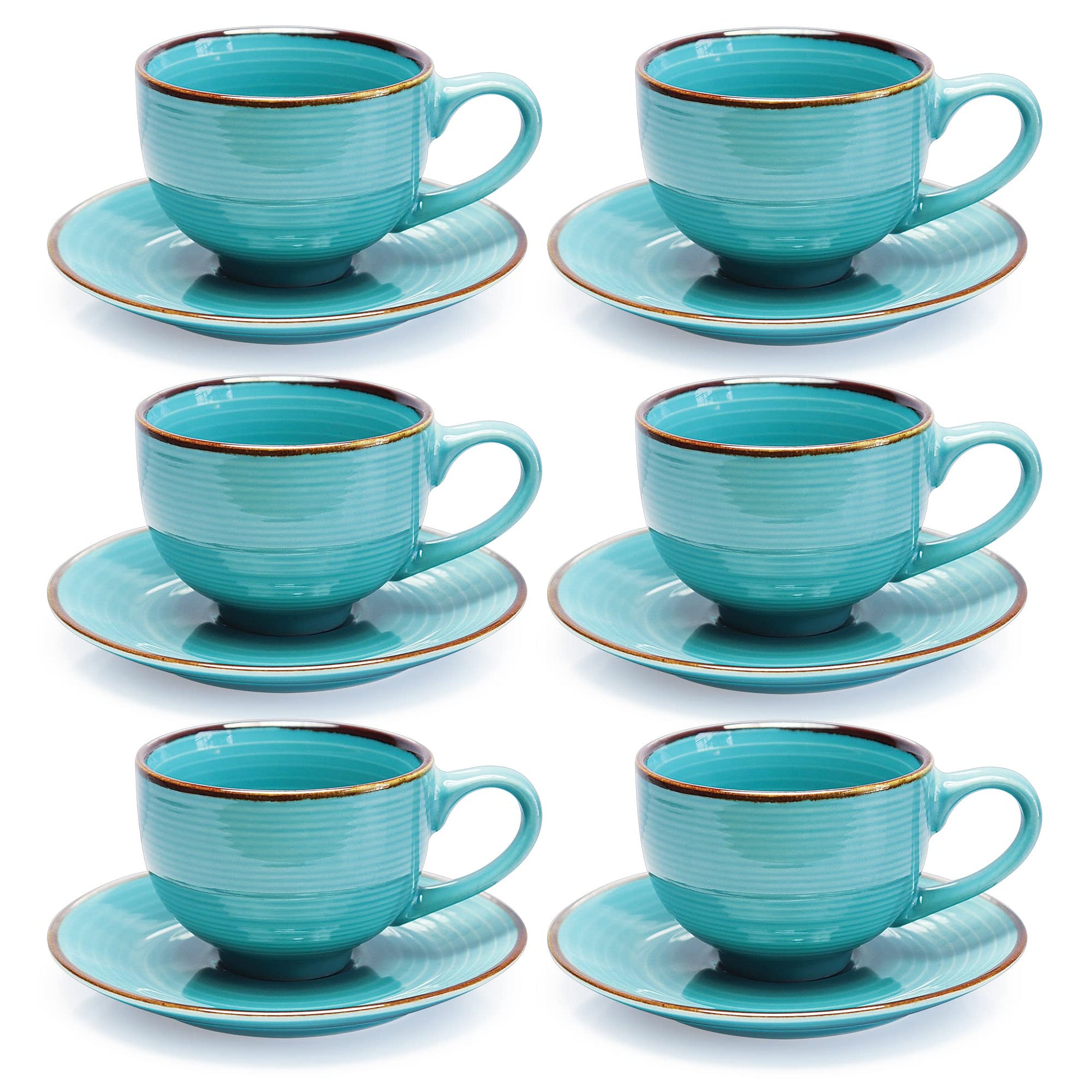 Treo Glass By Milton Eclat Cup N Saucer Set Of 12, Cyan Blue Tea Coffee Milk Hot Chocolate Latte Cappuccino Mocha Espresso, 160 ml