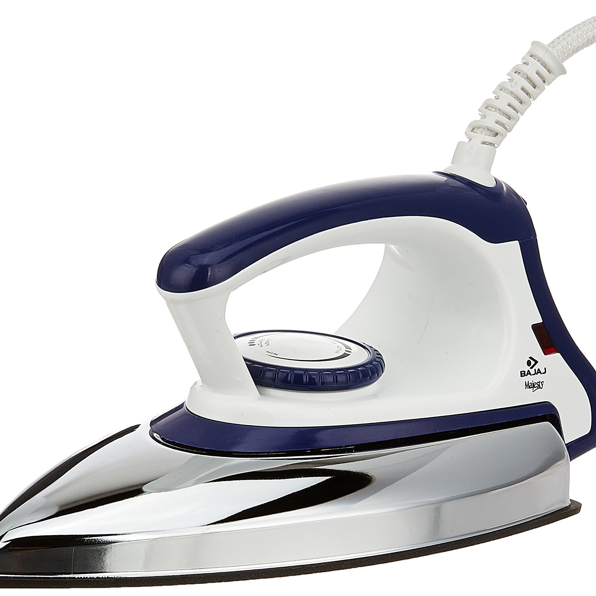 Bajaj Stainless Steel Majesty Dx-11 1000 Watts Dry Iron With Advance Soleplate And Anti-Bacterial German Coating Technology, White And Blue