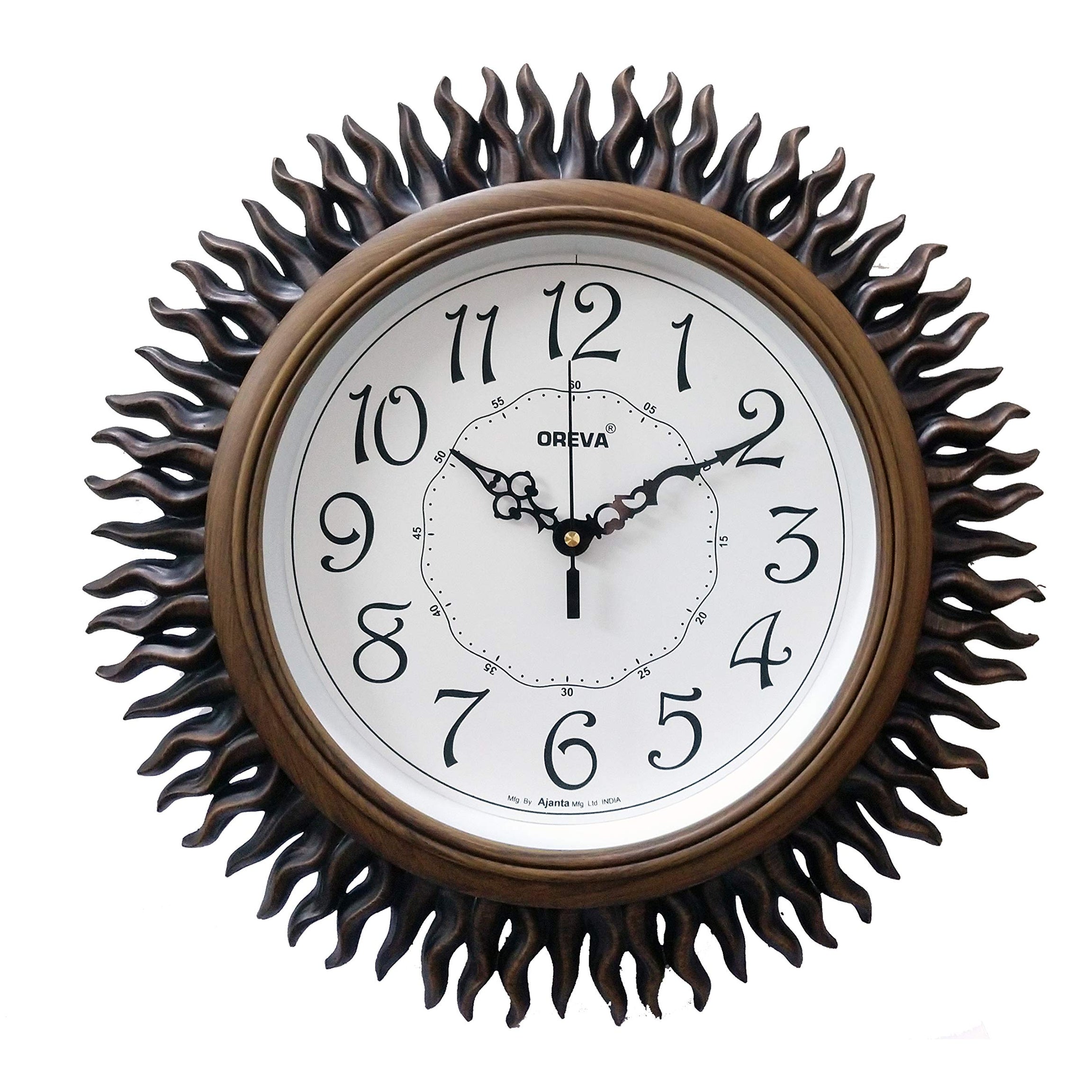 Oreva Plastic Wooden Look Designer Wall Clock (32.5 x 32.5 x 4.8 cm, Wood, AQ 6207)