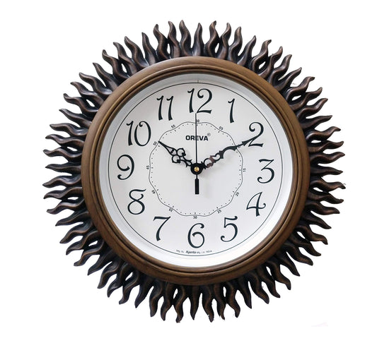 Oreva Plastic Wooden Look Designer Wall Clock (32.5 x 32.5 x 4.8 cm, Wood, AQ 6207)