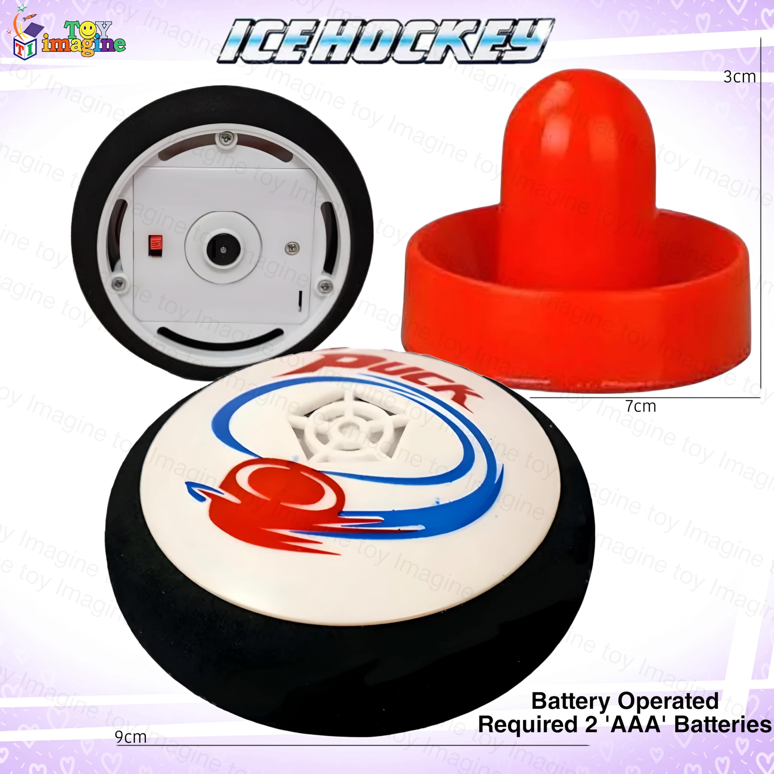 Toy Imagine™ Ice Hockey Game for Kids | Sports Game with 2 Pushers | Smooth Surface Air Cushion Hockey | Accessories Board Game | Indoor Game Gift | Battery Operated (Battery Included). 3+ Years...