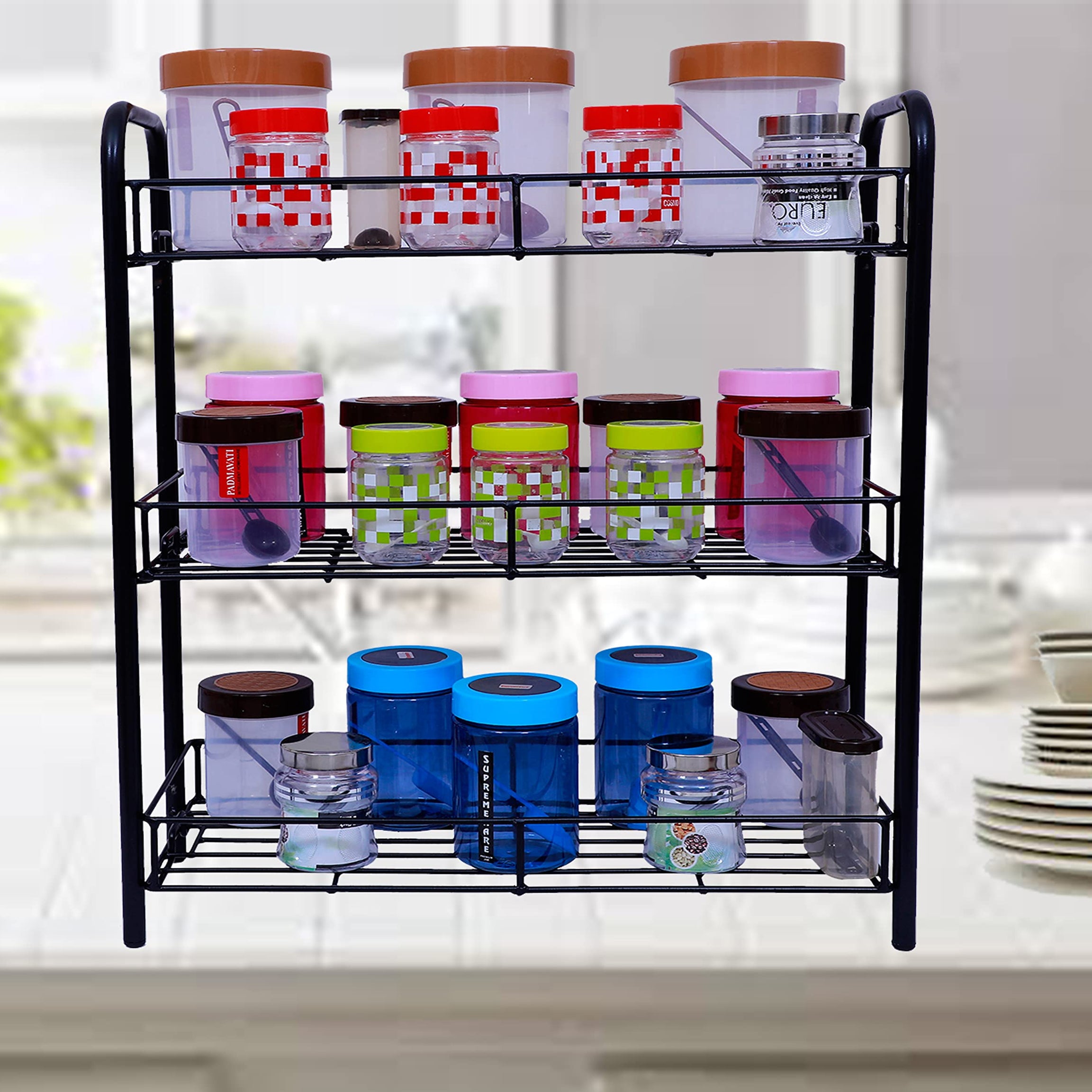 D&V ENGINEERING 3-Tier Kitchen Storage Shelf Shelves Holder Stand Rack, Kitchen Countertop Storage Shelf Organizer, Kitchen Spice Rack (3-Tier)