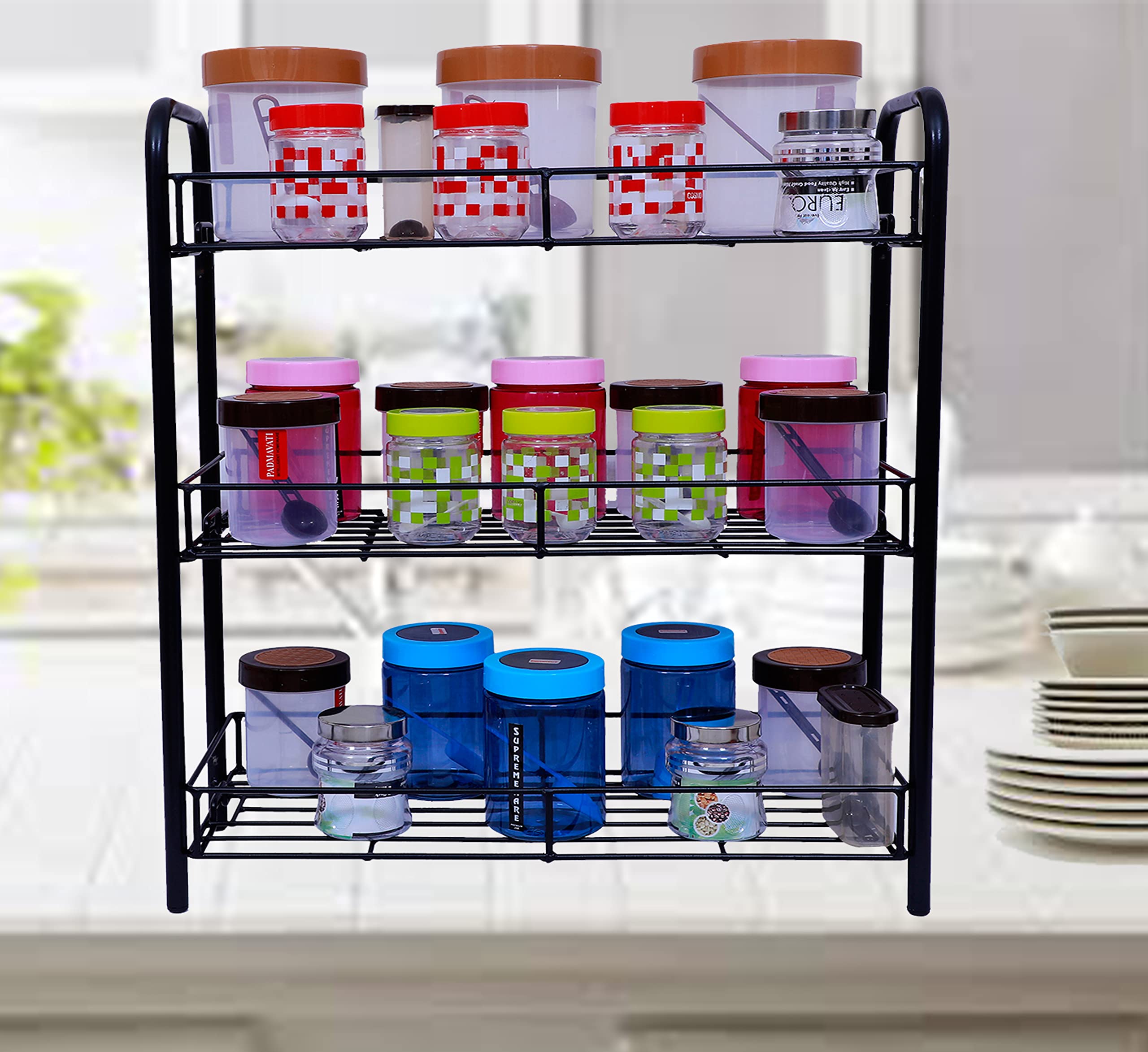 D&V ENGINEERING 3-Tier Kitchen Storage Shelf Shelves Holder Stand Rack, Kitchen Countertop Storage Shelf Organizer, Kitchen Spice Rack (3-Tier)