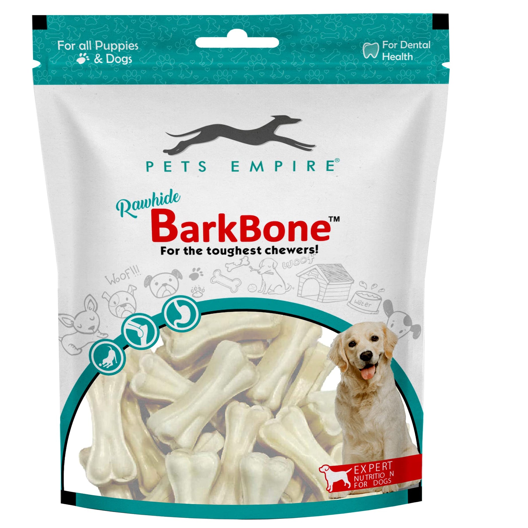 Pets Empire Rawhide Bones for Dogs 4 Inches (500gm) | Rawhide Pressed Chew Stick Young Adult Dog Treat & Dog Food | Dog Treats for All Breed Sizes Dogs