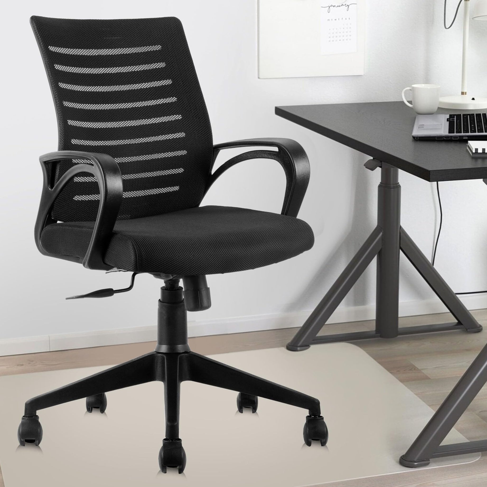 ASTRIDE Ace Mid Back Office Chair for Work from Home/Study Chair/Revolving Chair [Black]