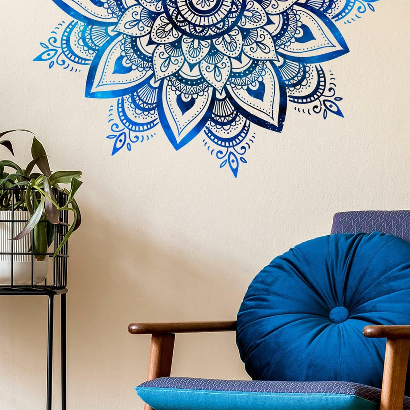 GADGETS WRAP Large Bohemian Half Mandala Wall Decals Mandala Wall Stickers Peel and Stick Colorful Boho Mandala Floral Wall Art Sticker for Bedroom Living Room Sofa Backdrop Yoga Room