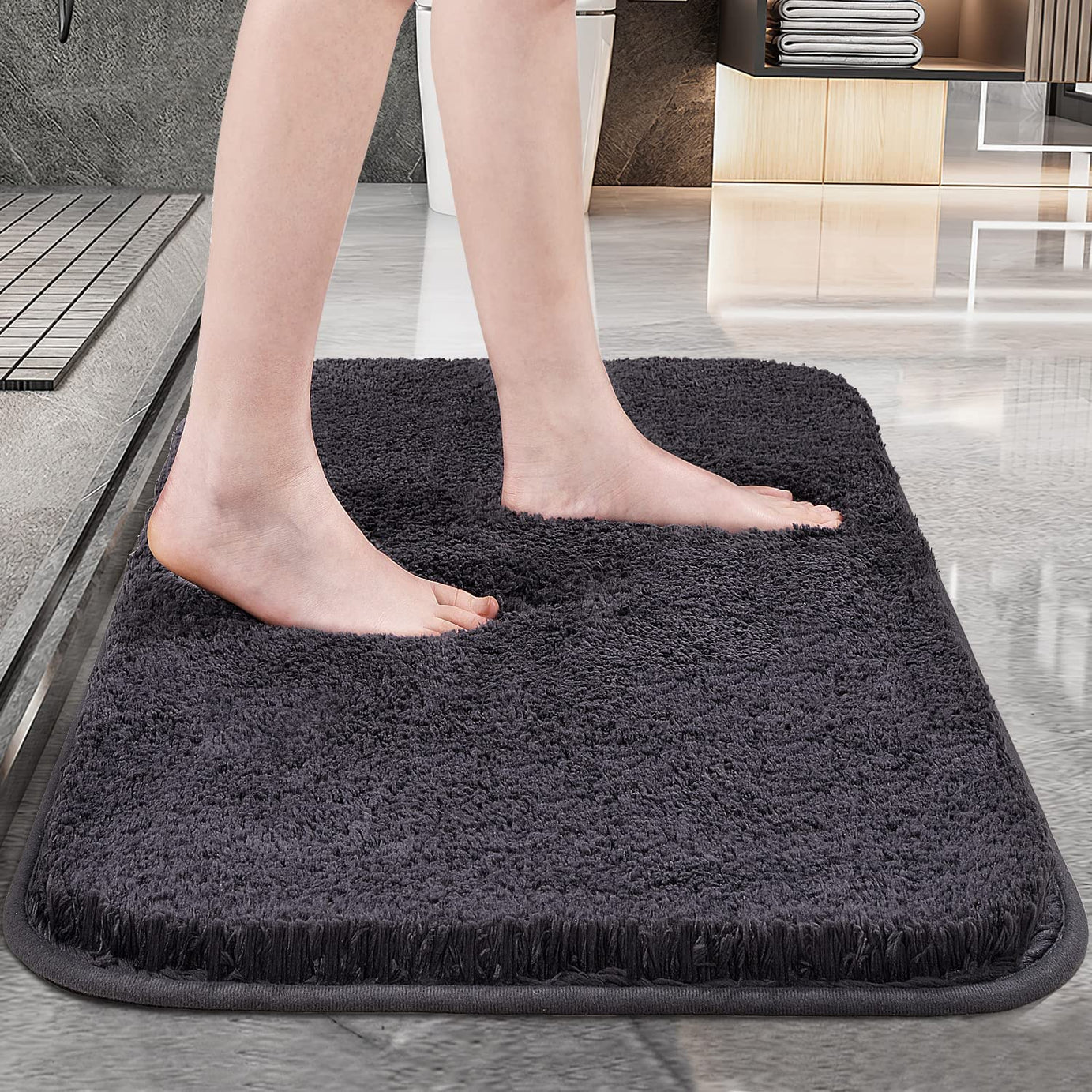 Roseate Premium (40x60 cm) Solid 2000 GSM Microfiber Bath Mat Super Absorbent/Anti-Skid Door Mats for Home/Bathroom/Bedroom/Kitchen/Floor Mat (Grey)