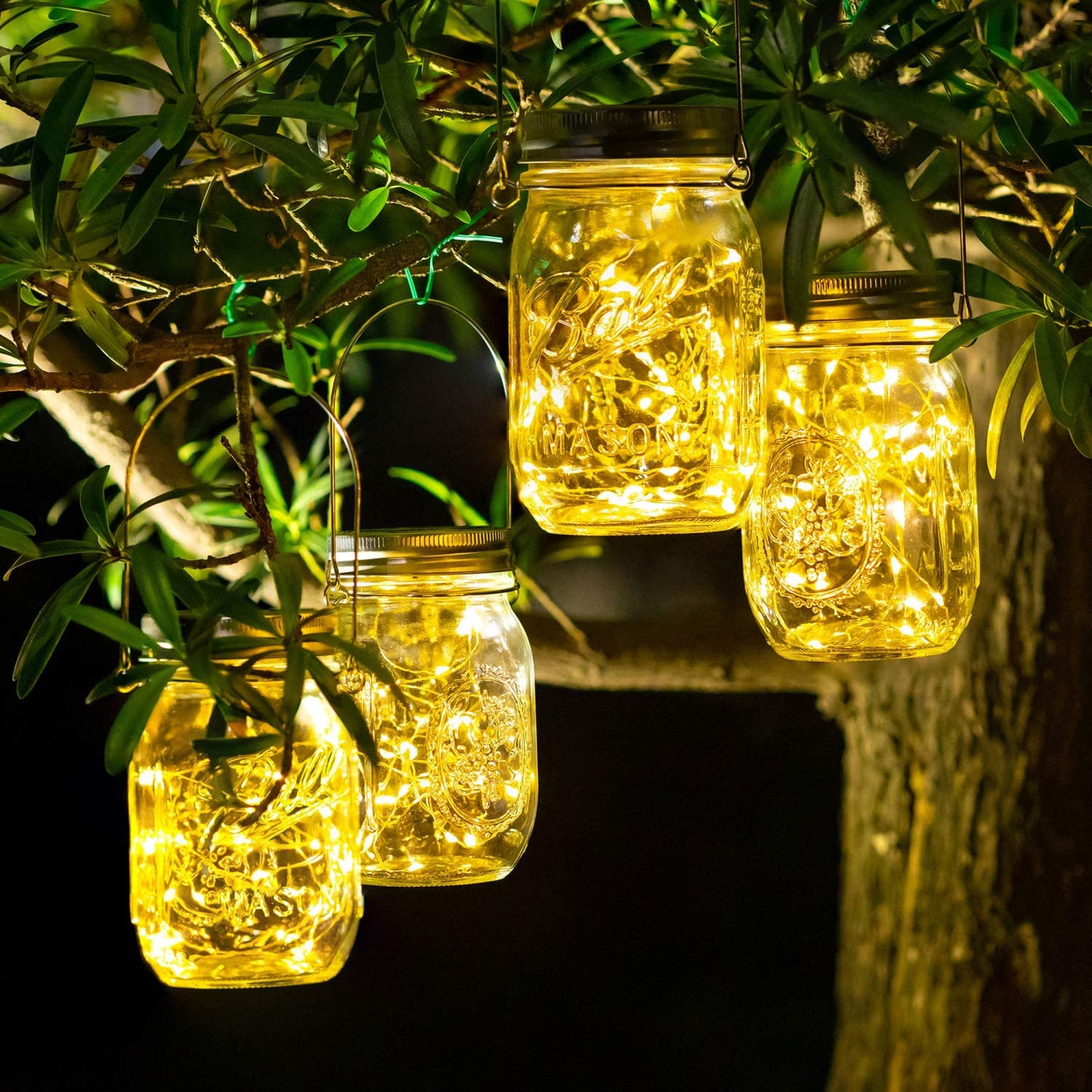 Epyz 20 LEDs Hanging Solar Light Outdoor Solar Mason Jar Lid Fairy String Lights for Christmas, Patio, Garden, Yard and Lawn [ Pack of 1, Warm Yellow ]