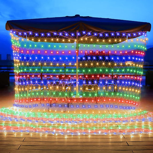 MIRADH Led Net Mesh String Lights - diwali lights for decoration for home diwali lights for home decoration led lights ganpati decoration items for home 9.8ft x 6.6ft 192 LEDs (8 mode Multicolor)