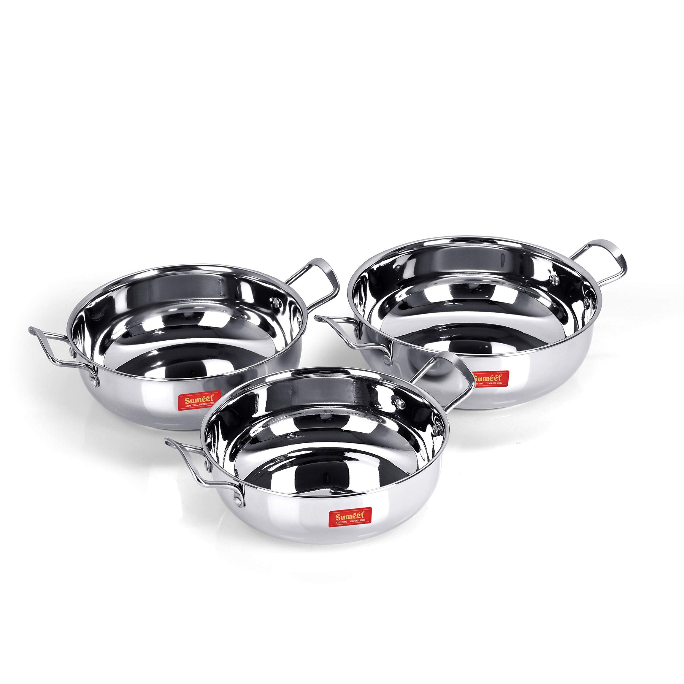 Sumeet Stainless Steel Cookware Set (Silver, 1.5, 1.9, 2.3 L ) 3 Piece