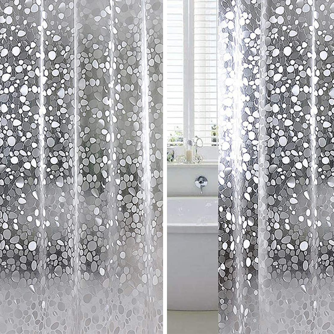 Kuber Industries 0.20mm 3D PVC AC Shower Curtain with Eyelets,7 Feet- Pack of 2 (Transparent)-HS_38_KUBMART21304, Standard