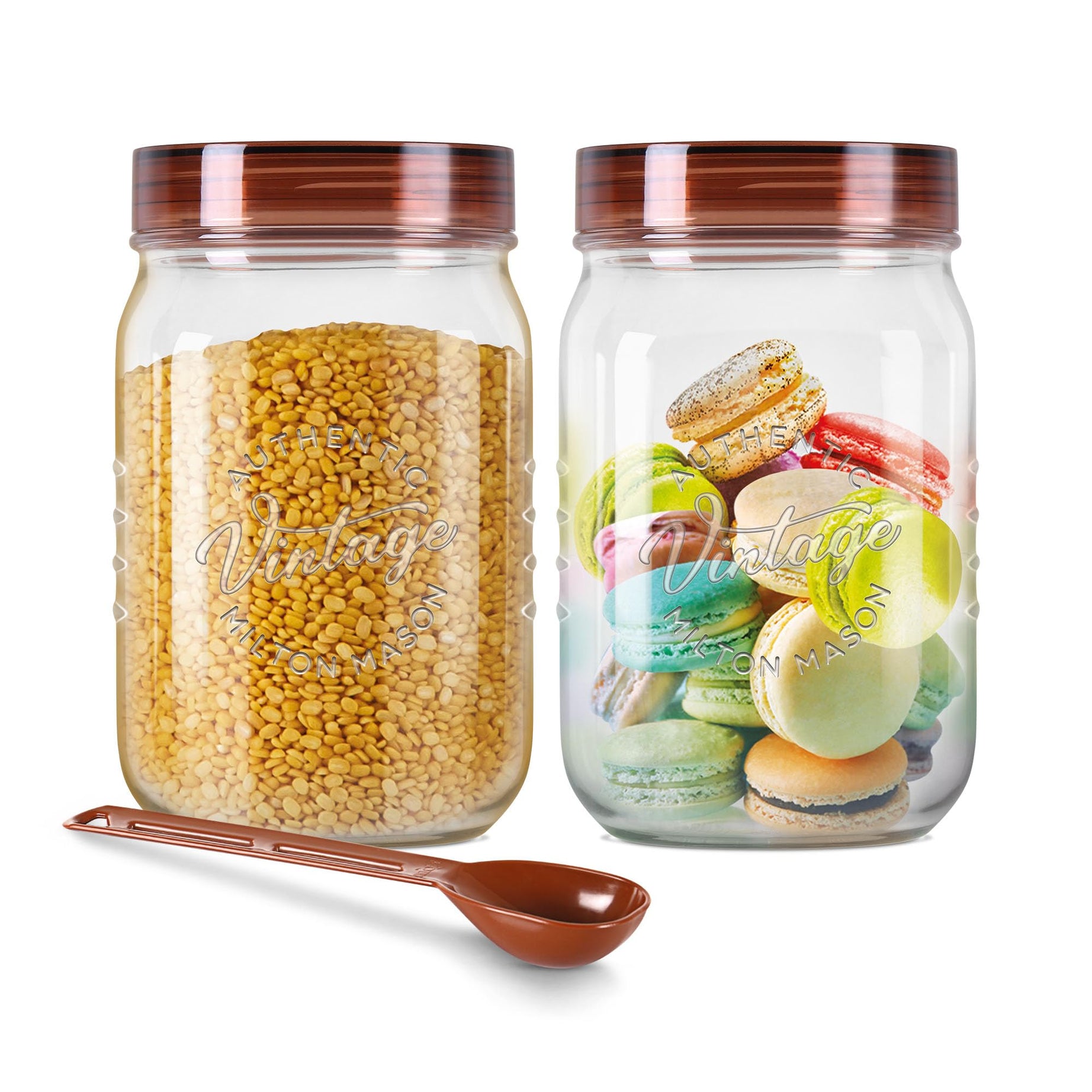 MILTON Vintage Pet Jar Set of 2, 1.5 Litres Each, Transparent | Food Grade | Air Tight | BPA Free | Food Storage Container, Polyethylene Terephthalate