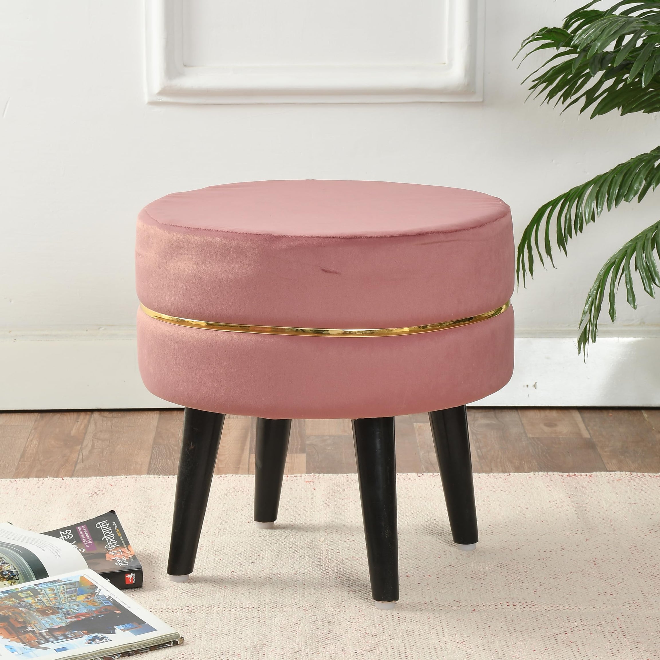 Homeaccex Ottoman Stool for Living Room Furniture - Ottoman pouffes for Sitting/Room dcor puffies- Puffy Stool and footstools (16Inch Height, Rose Gold)