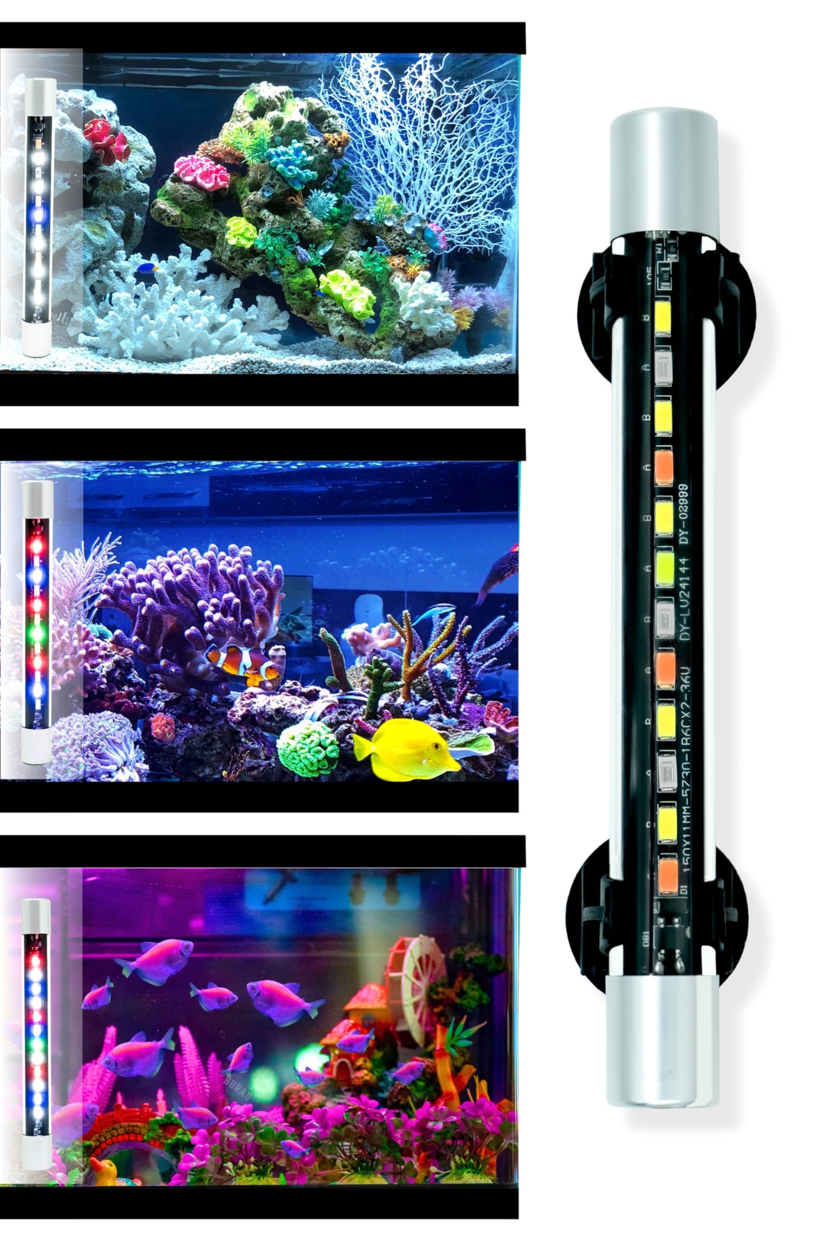 BURAQ Pets Mini Multi-Colour Aquarium Light For Making Your Fish Tank Superior, Light Changing Fish Tank Light Switch, Ideal For Fish Aquarium, Fully Submersible Aquarium Lights (Up To 1.5 Ft Tank)