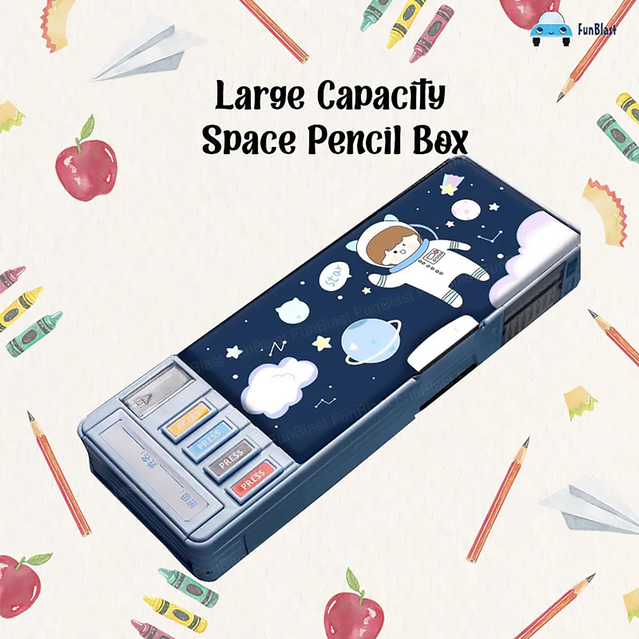 FunBlast Multifunctional Pencil Box For Kids, Space Boys, Kids Boys & Girls, Magnetic Boys, Pop Up Box, Space Theme Return Gifts Kids - Plastic, Multicolor