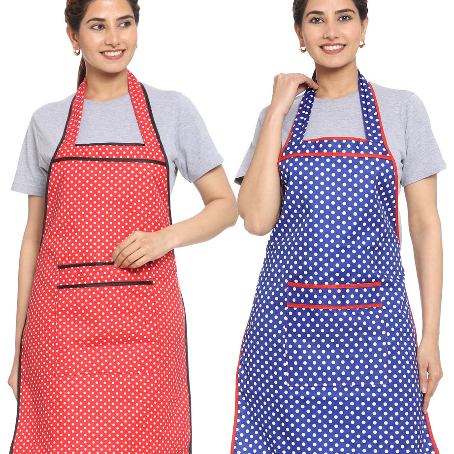 JMi Polka Dot Polyester Fabric Waterproof Apron With Front Large Pocket for Men And Women. (Free, MULTI - 1, 2)