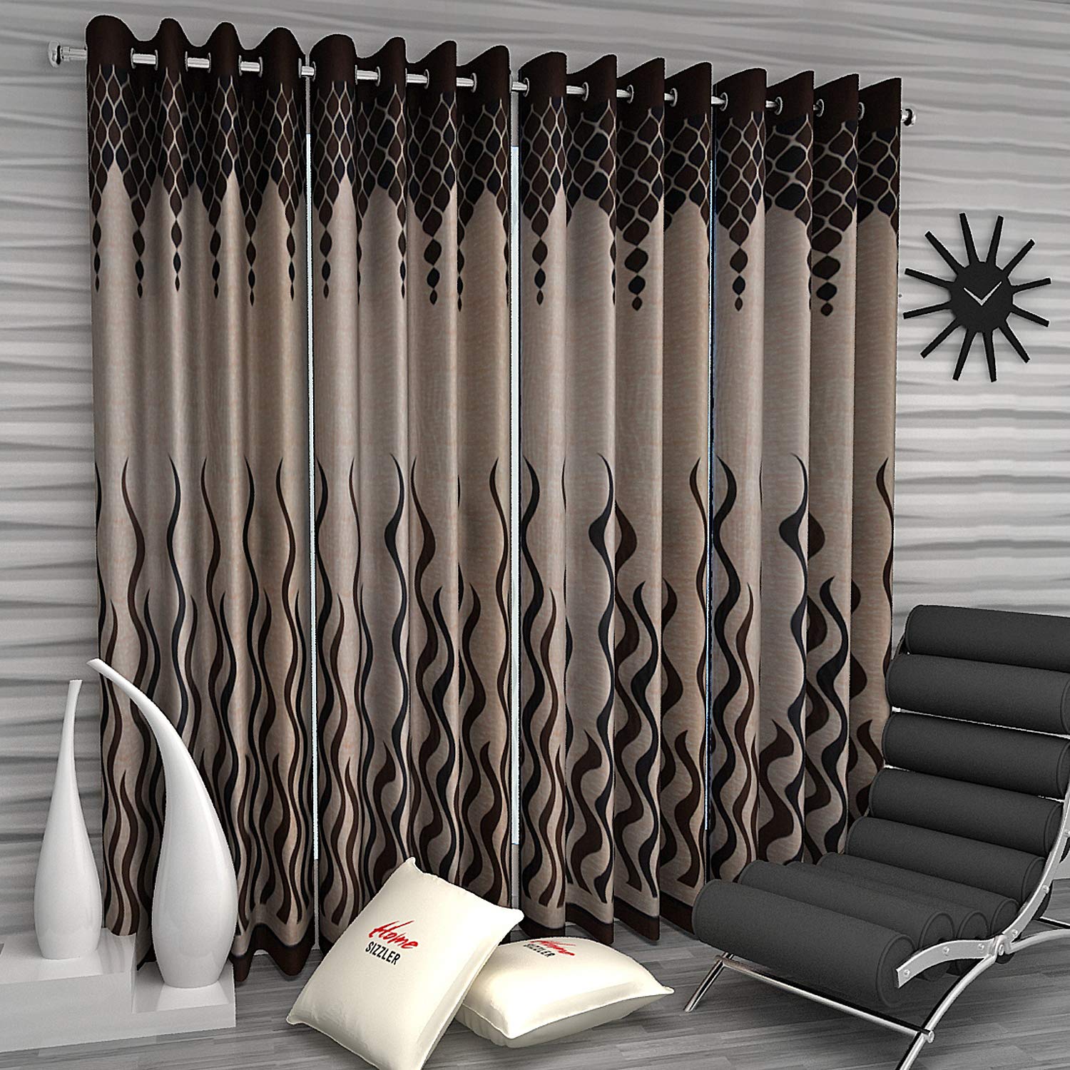 Home Sizzler Set of 4 Door Curtains - 7 Feet Long