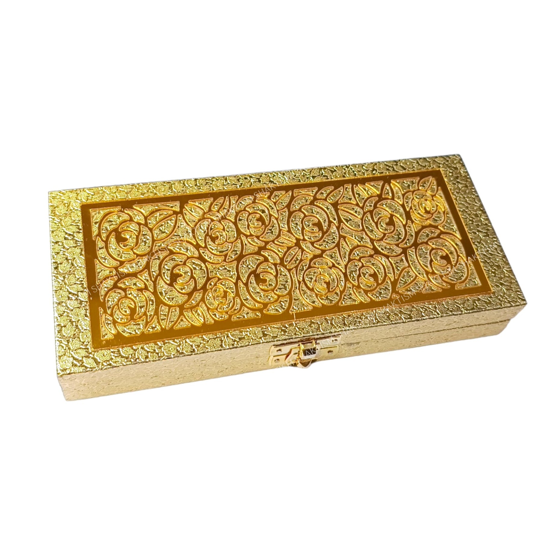 SHAKTISM Decorative and Attractive Box Cash Box With Clip Lock, Shagun Box, Jewellery Box, Money Box Envelop Wedding, Gift Box, Bangel box (Pack of 1Pc) (Golden-Random-Design)