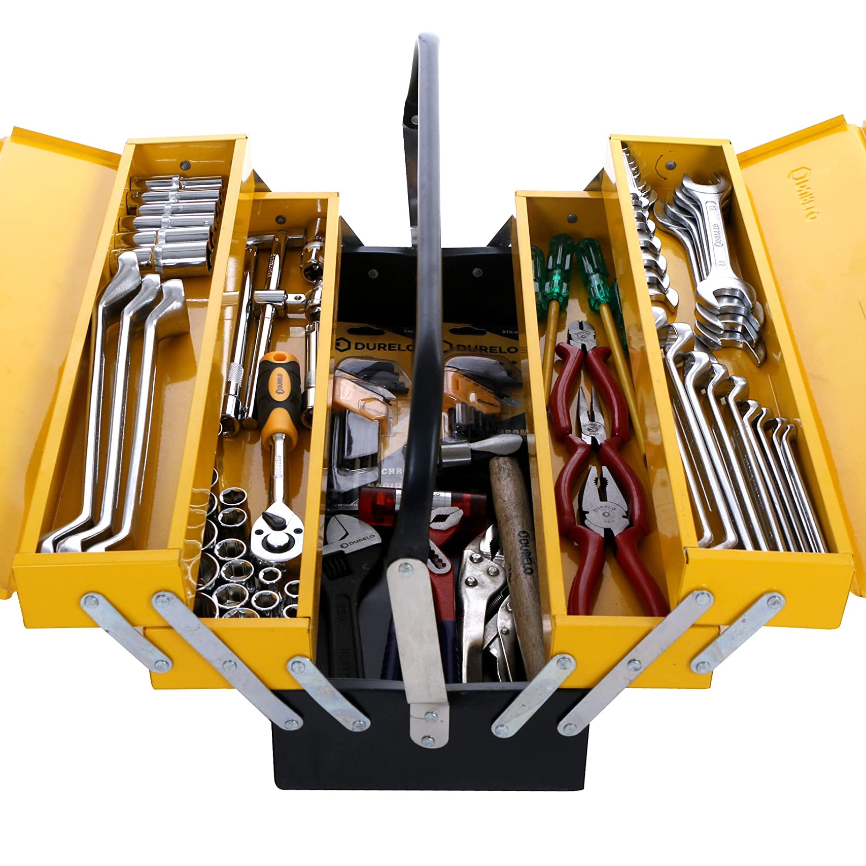 DURELO DKT-87, Multi Tool Set With Tool Kit Box for Professionals & DIY use in Home, Workshop & Garage (Yellow & Black, 87 Pieces)