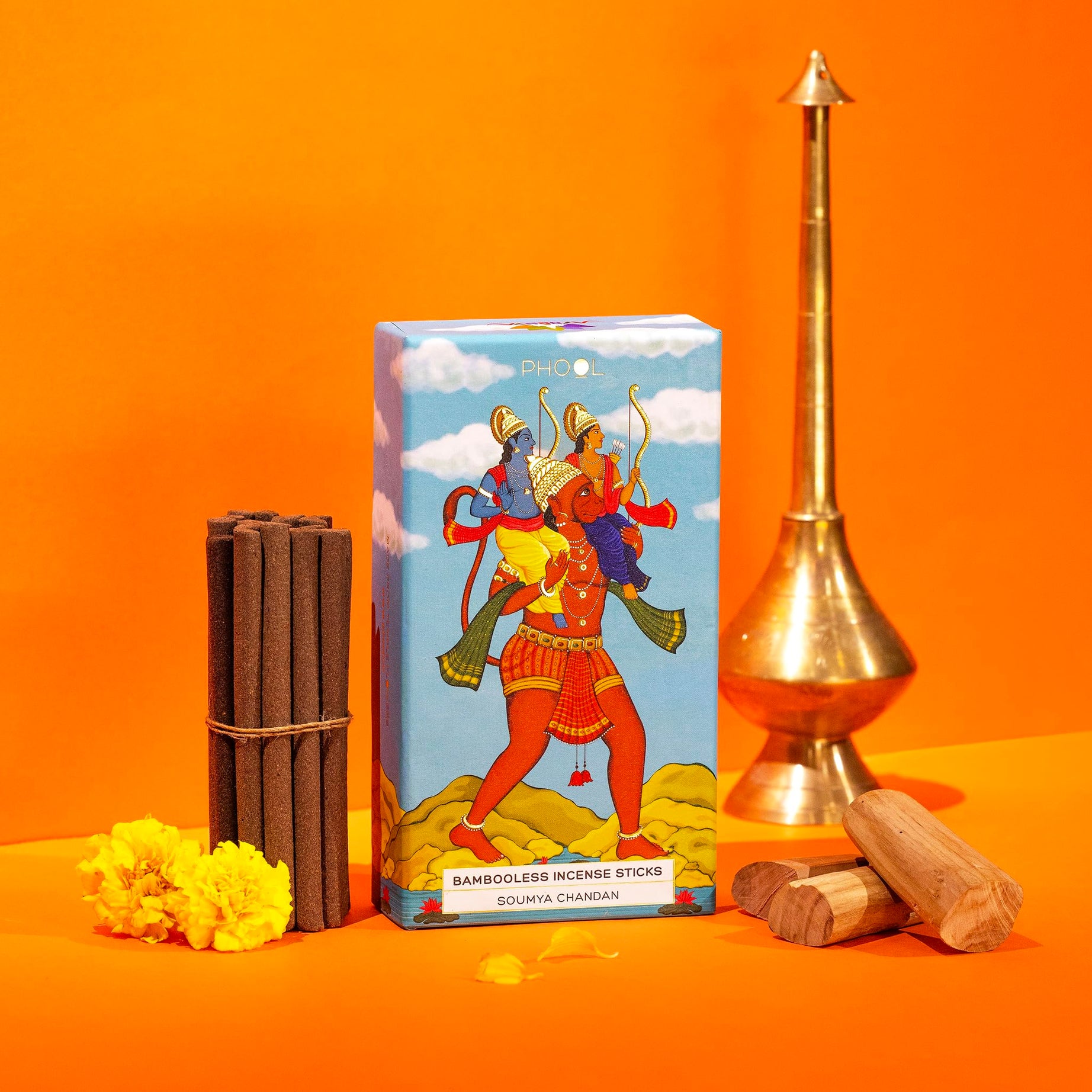 Phool Ayodhya Bambooless Incense Sticks - Special Pack - Soumya Chandan Fragrance Flowers Offered at Ayodhya Temples I 27 Sticks.