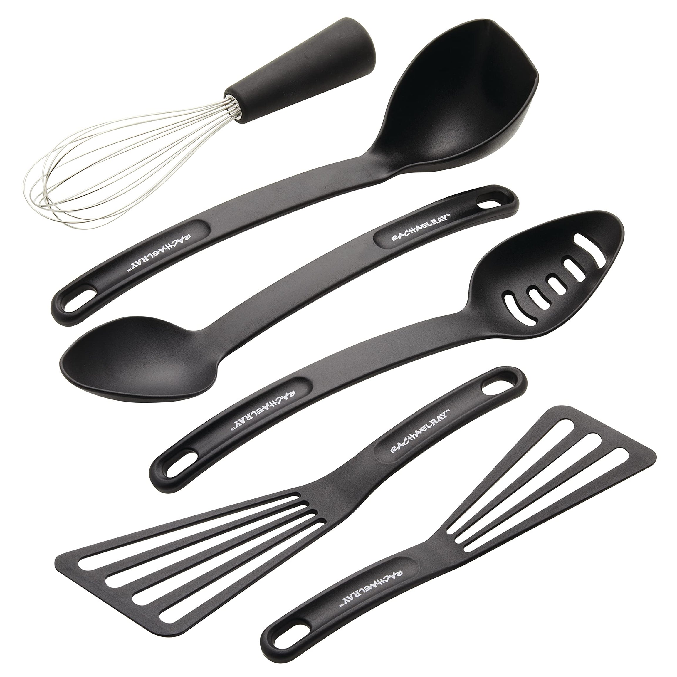 Rachael Ray Tools and Gadgets Kitchen/Cooking Utensil Set, 6 Piece, Black