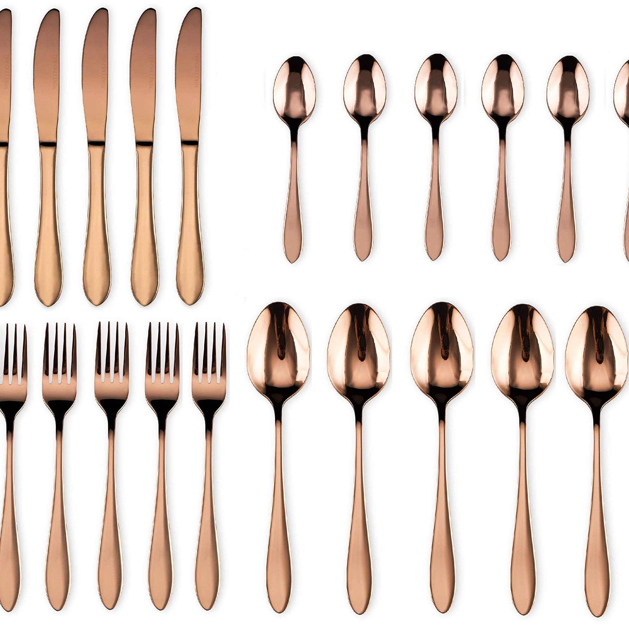 Star Work 24 Piece Cutlery Set | Gold Coated Stainless Steel Grade 304 | Food Grade | Dishwasher Safe | Kitchen Dining Collection (Set of 24 – 6 Spoon + 6 Fork + 6 Knife | 6 Tea-Spoon)