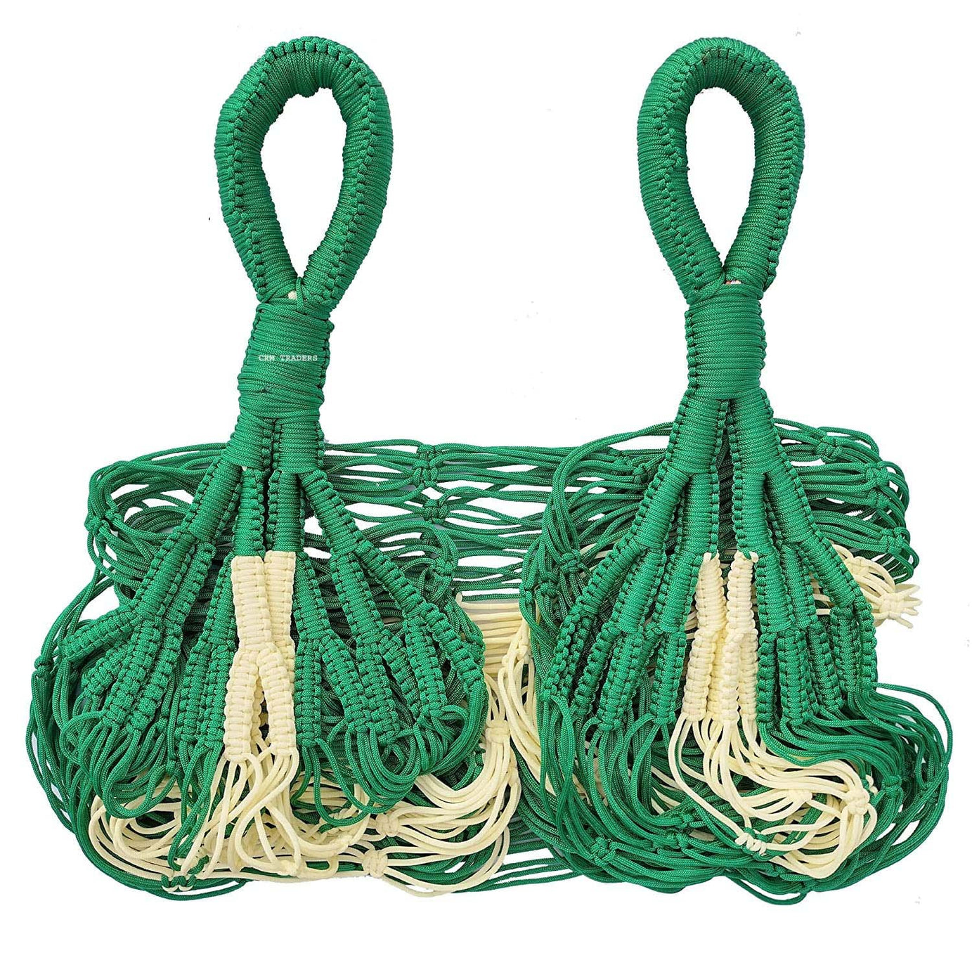 CRM TRADERS Nylon Rope Swing Hammock Hanging Mesh Relaxing Bed for Garden Outdoor Jhula (Green)